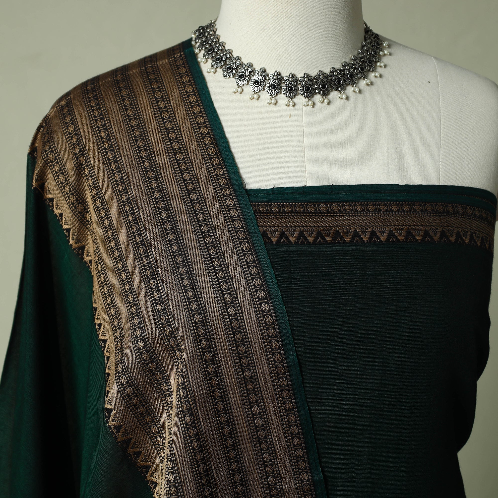 Green - Dharwad Cotton 3pc Unstitched Dress Material Suit Set 36 - Image 2