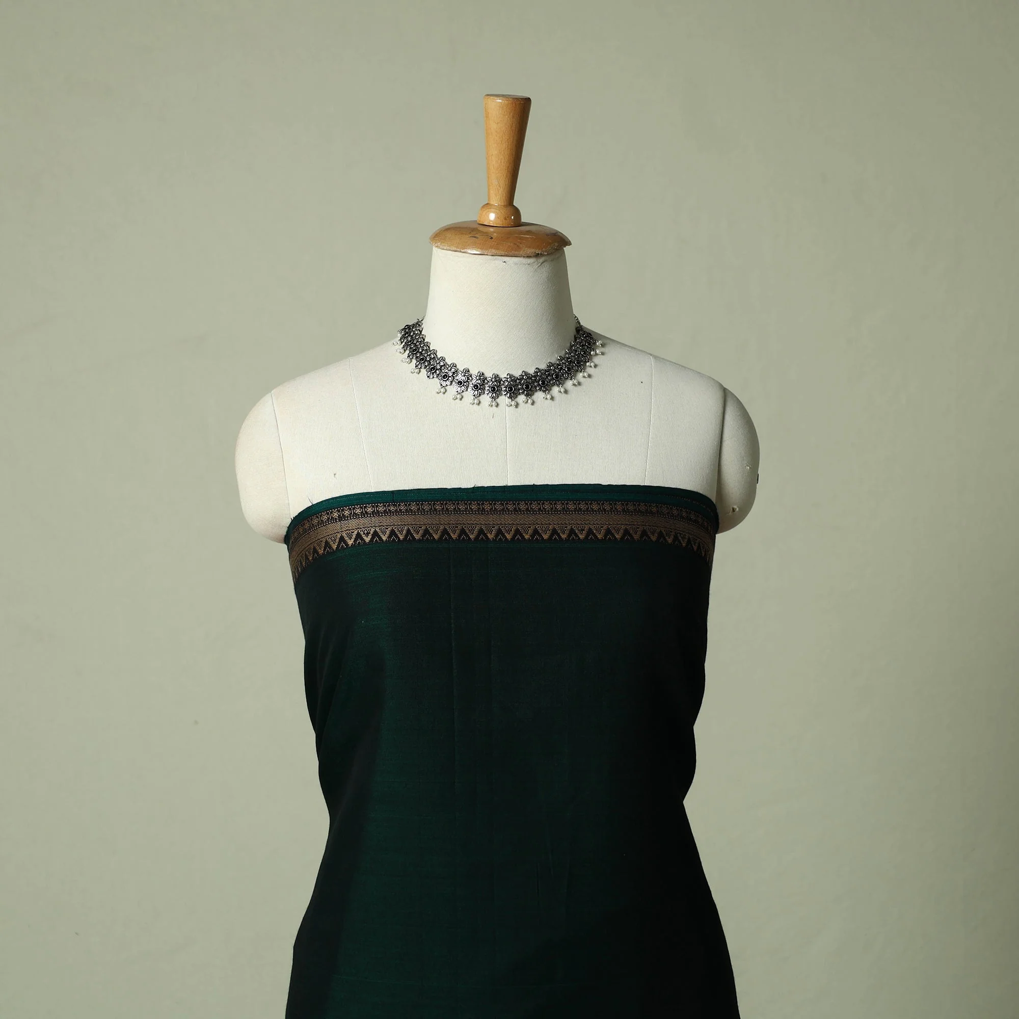 Green - Dharwad Cotton 3pc Unstitched Dress Material Suit Set 36 - Image 3
