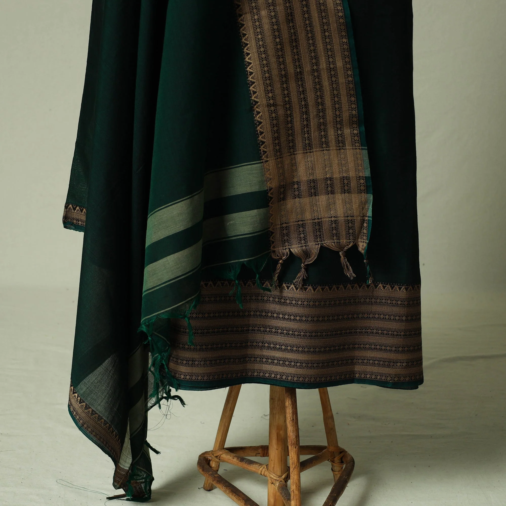 Green - Dharwad Cotton 3pc Unstitched Dress Material Suit Set 36 - Image 4