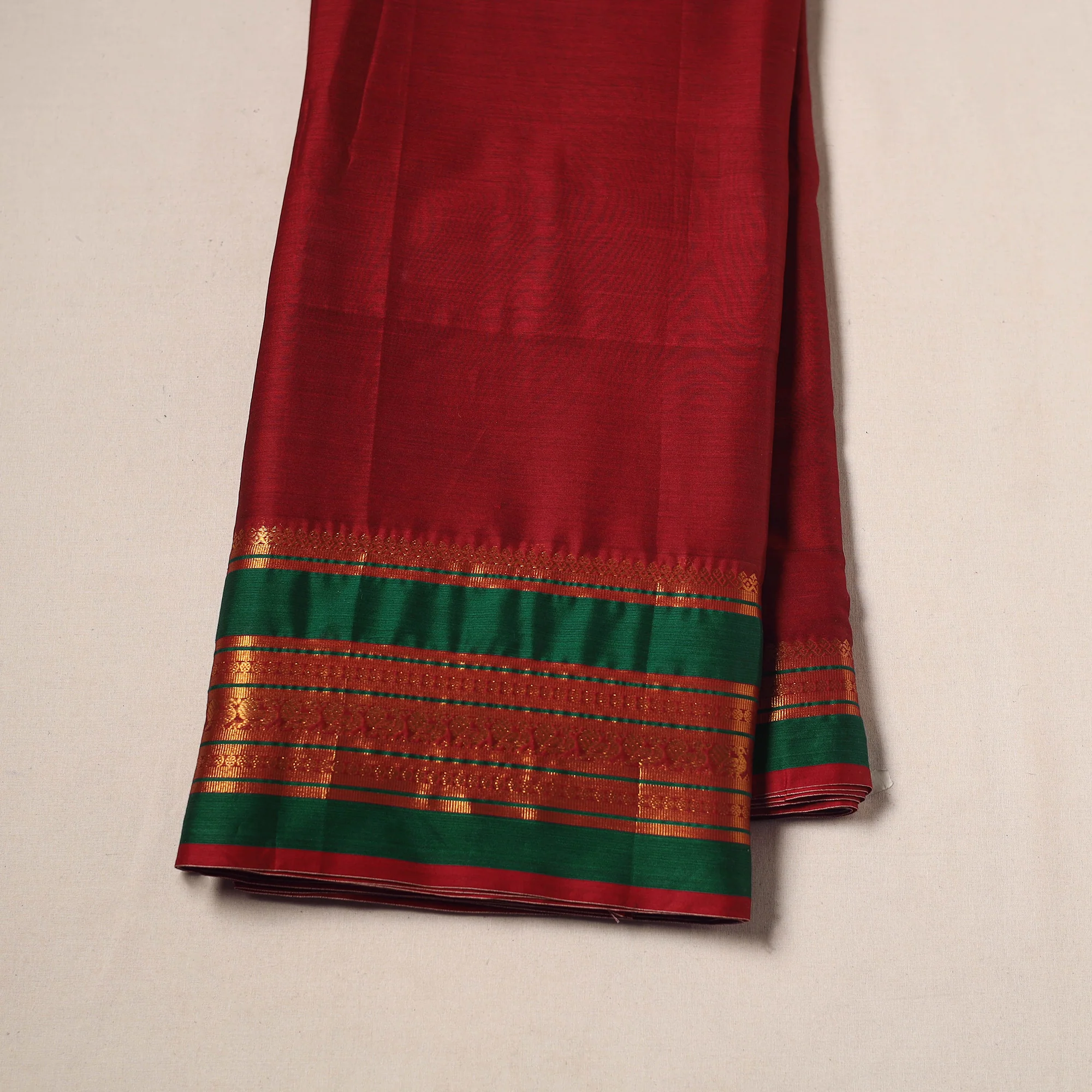 Red - Dharwad Cotton Fabric with Border 01 - Image 2