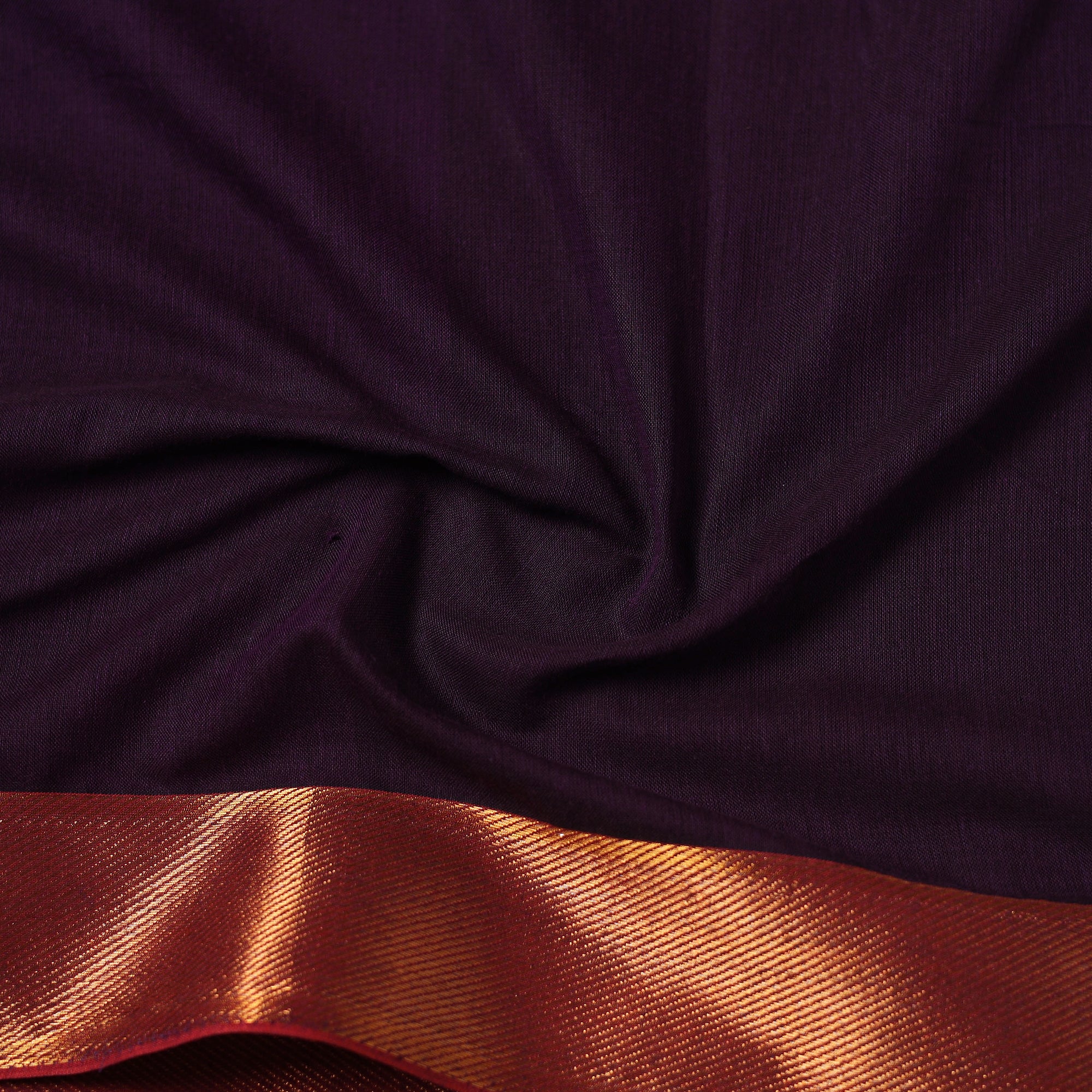 Purple - Dharwad Cotton Fabric with Border 18 - Image 4