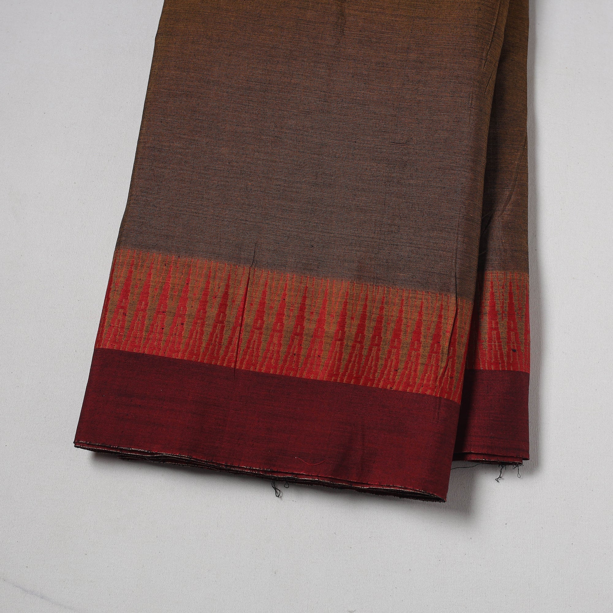 Brown - Dharwad Cotton Fabric with Border 23 - Image 2