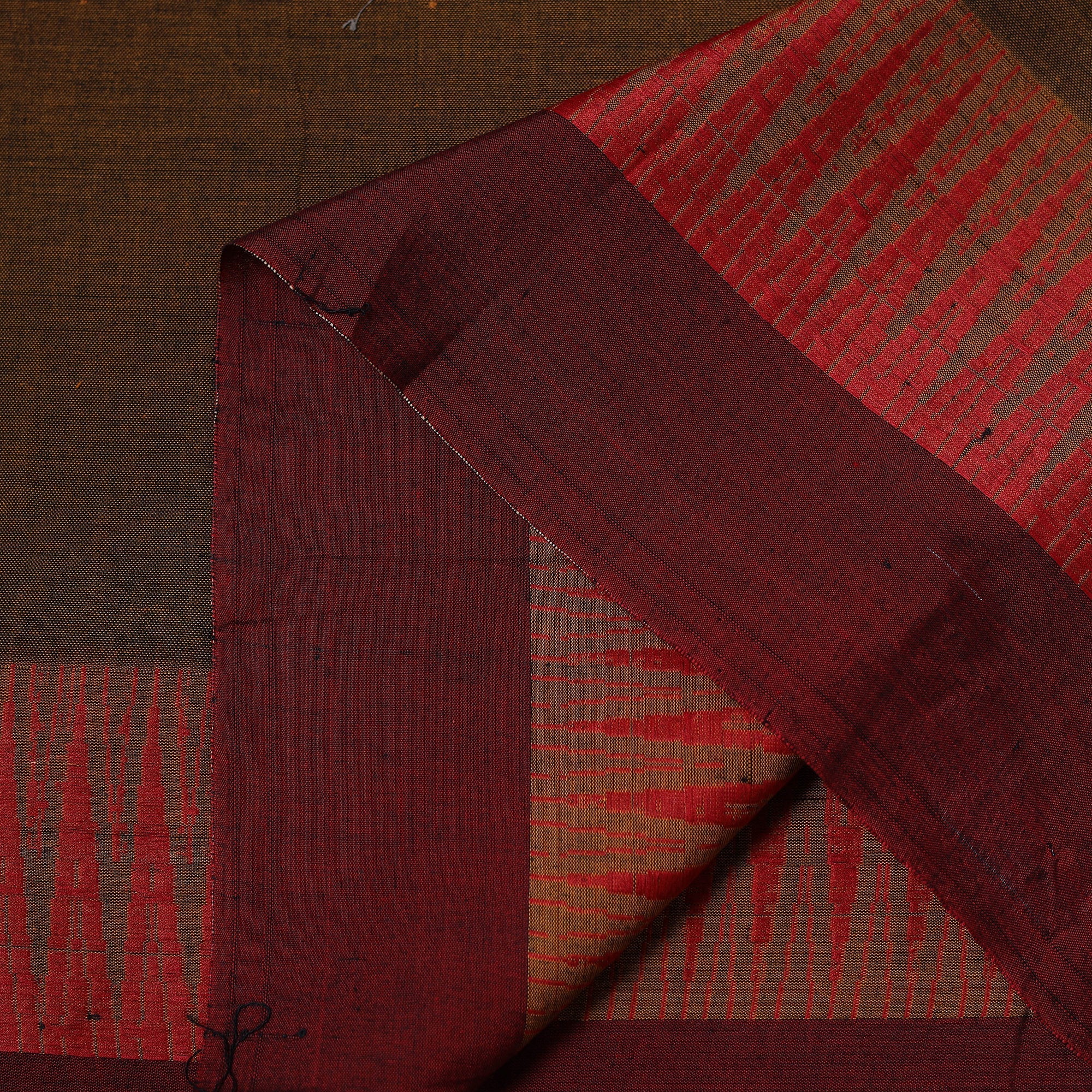 Brown - Dharwad Cotton Fabric with Border 23 - Image 3