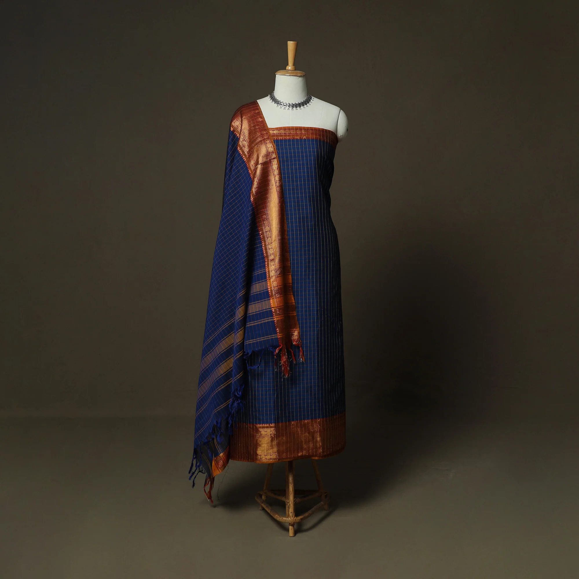 Dharwad Woven Cotton 3pc Unstitched Dress Material Suit Set 01