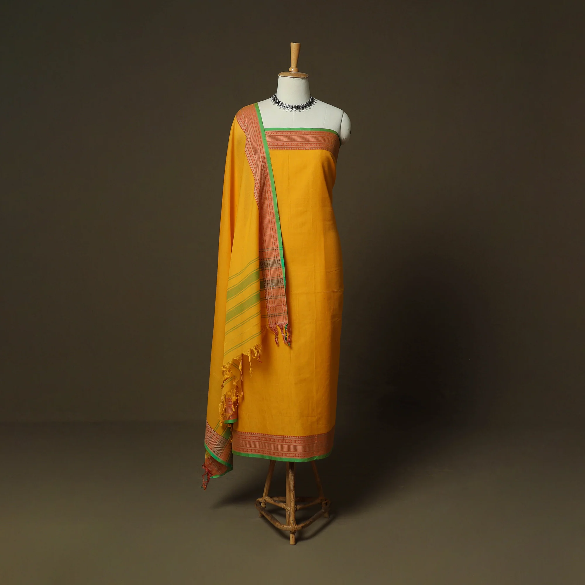Dharwad Woven Cotton 3pc Unstitched Dress Material Suit Set 03
