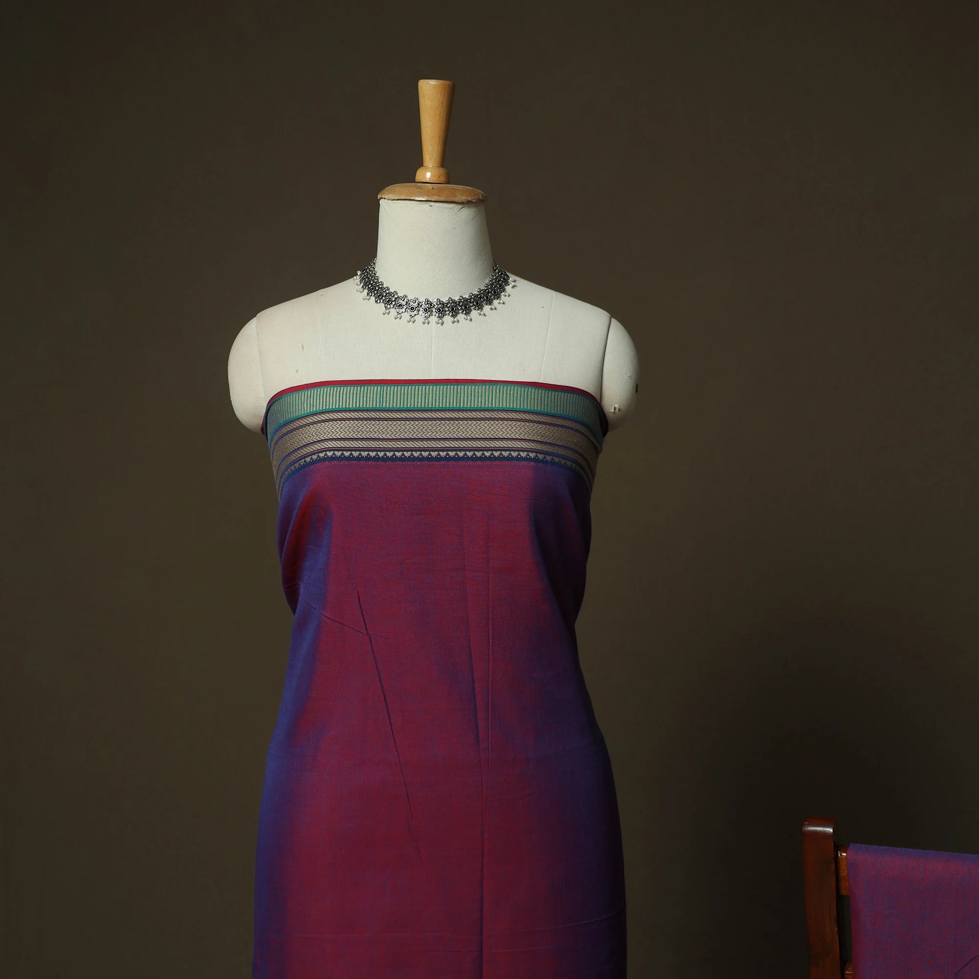 Dharwad Woven Cotton 3pc Unstitched Dress Material Suit Set 06 - Image 3