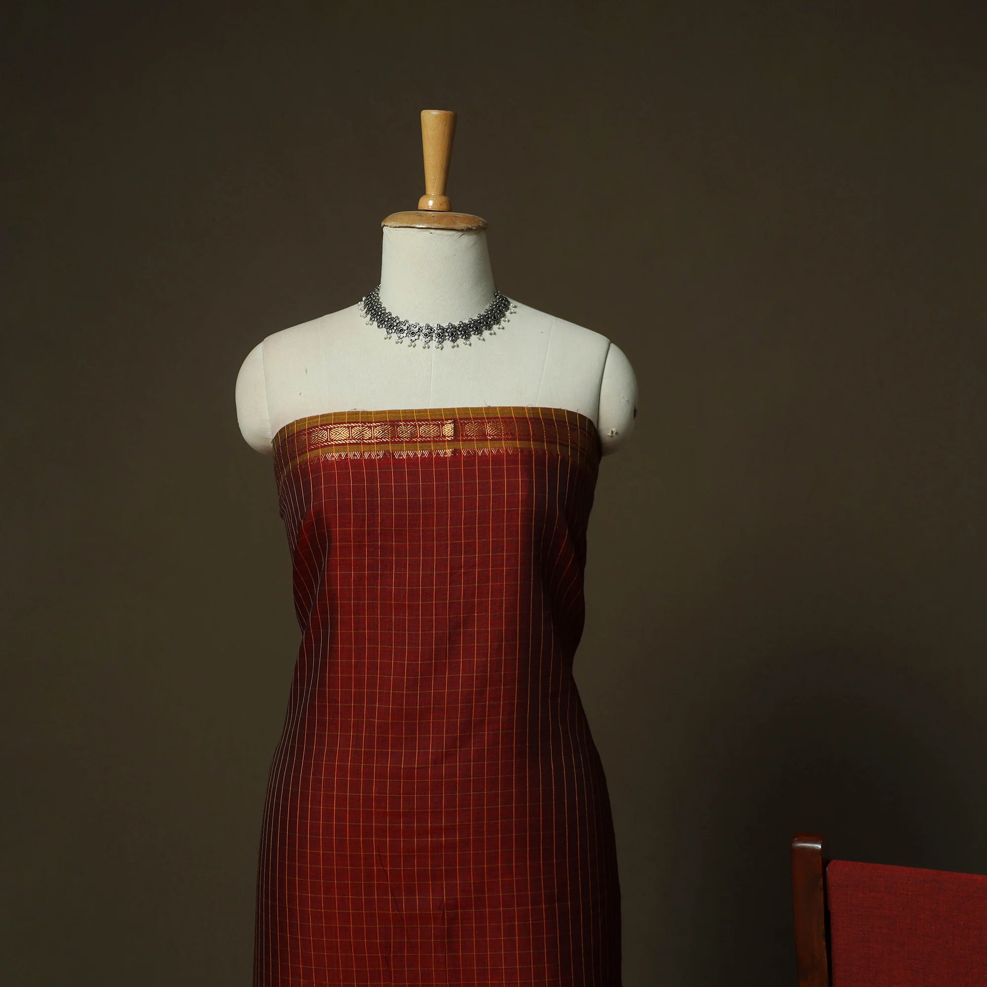 Dharwad Woven Cotton 3pc Unstitched Dress Material Suit Set 10 - Image 3