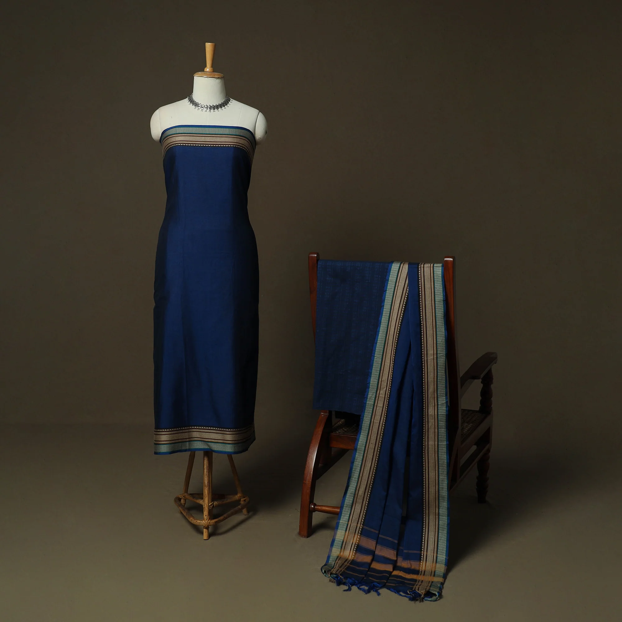 Dharwad Woven Cotton 3pc Unstitched Dress Material Suit Set 11 - Image 2