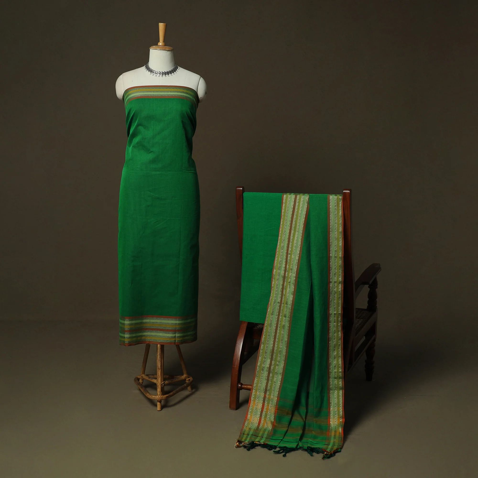 Dharwad Woven Cotton 3pc Unstitched Dress Material Suit Set 13 - Image 2
