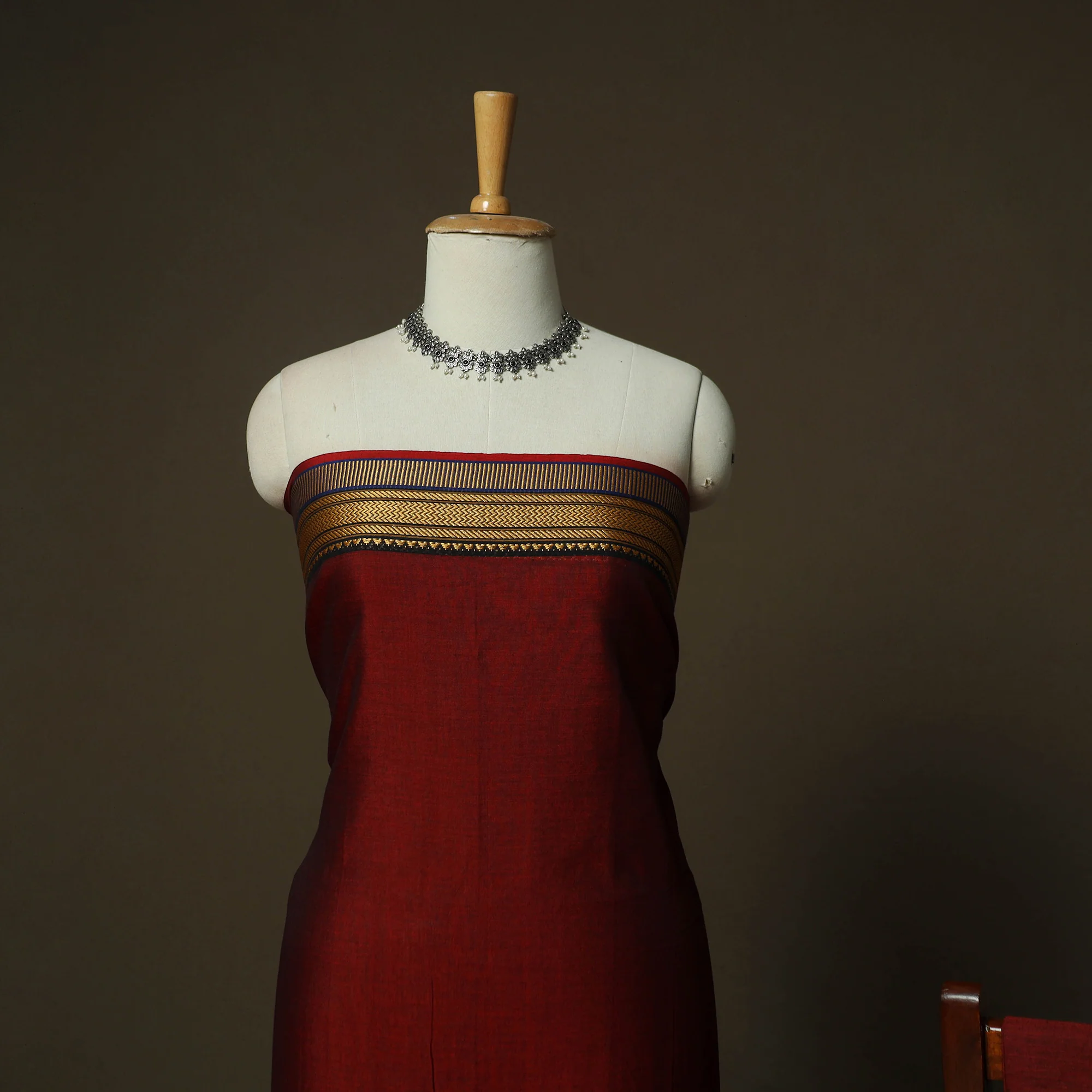 Dharwad Woven Cotton 3pc Unstitched Dress Material Suit Set 19 - Image 3