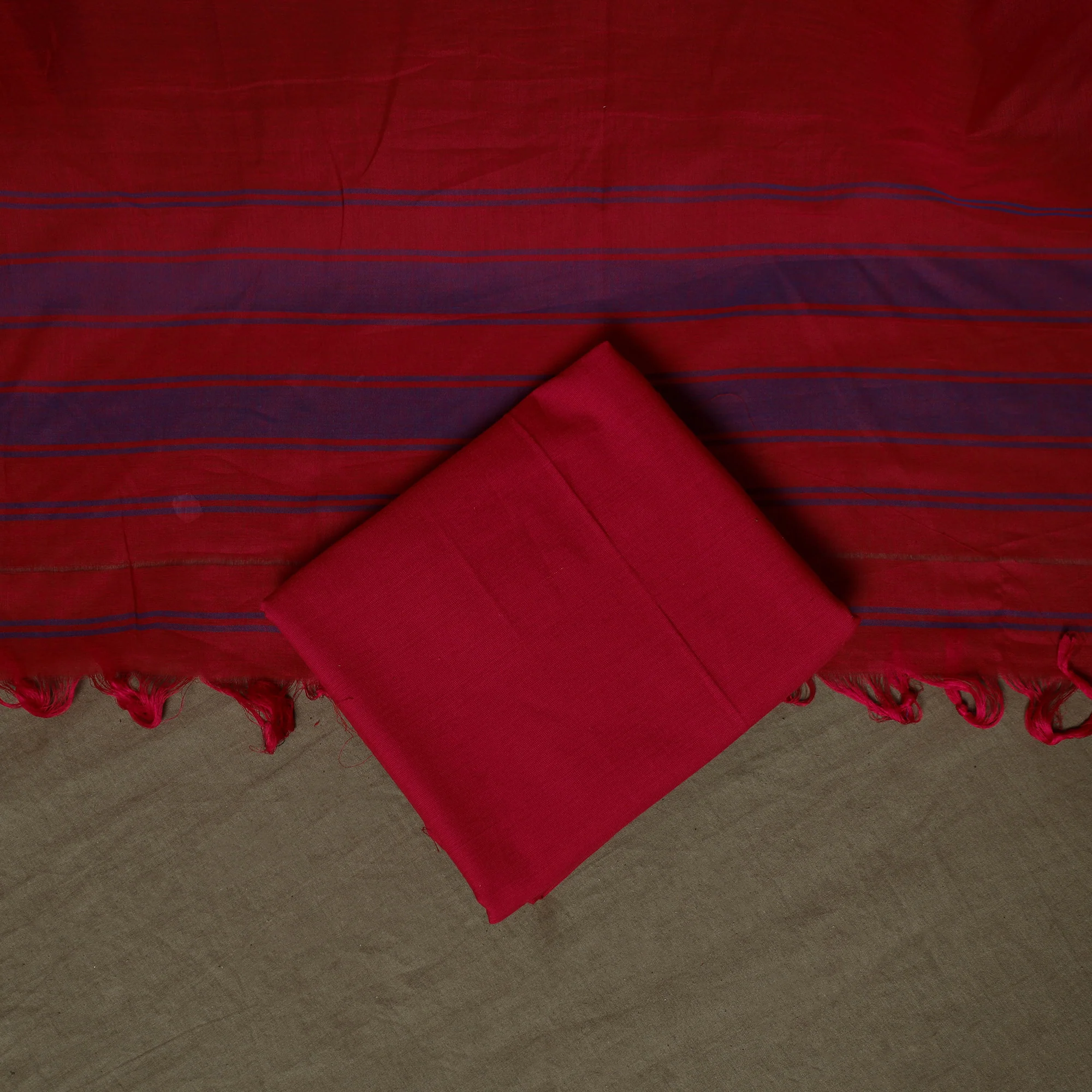 Dharwad Woven Cotton 3pc Unstitched Dress Material Suit Set 20 - Image 5