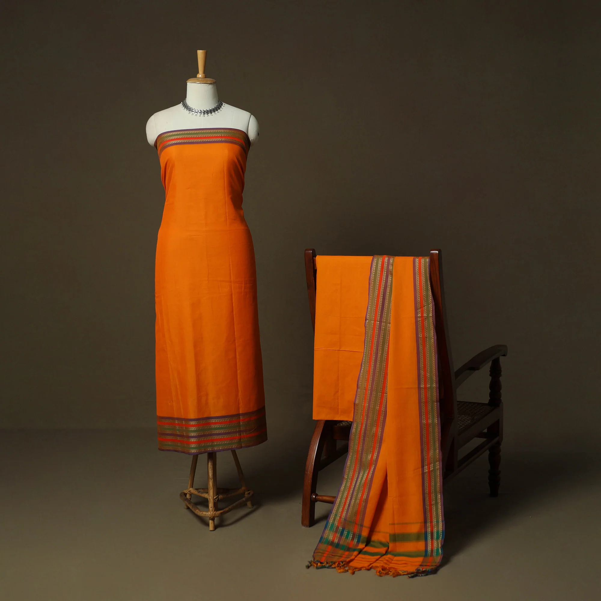 Dharwad Woven Cotton 3pc Unstitched Dress Material Suit Set 23 - Image 2