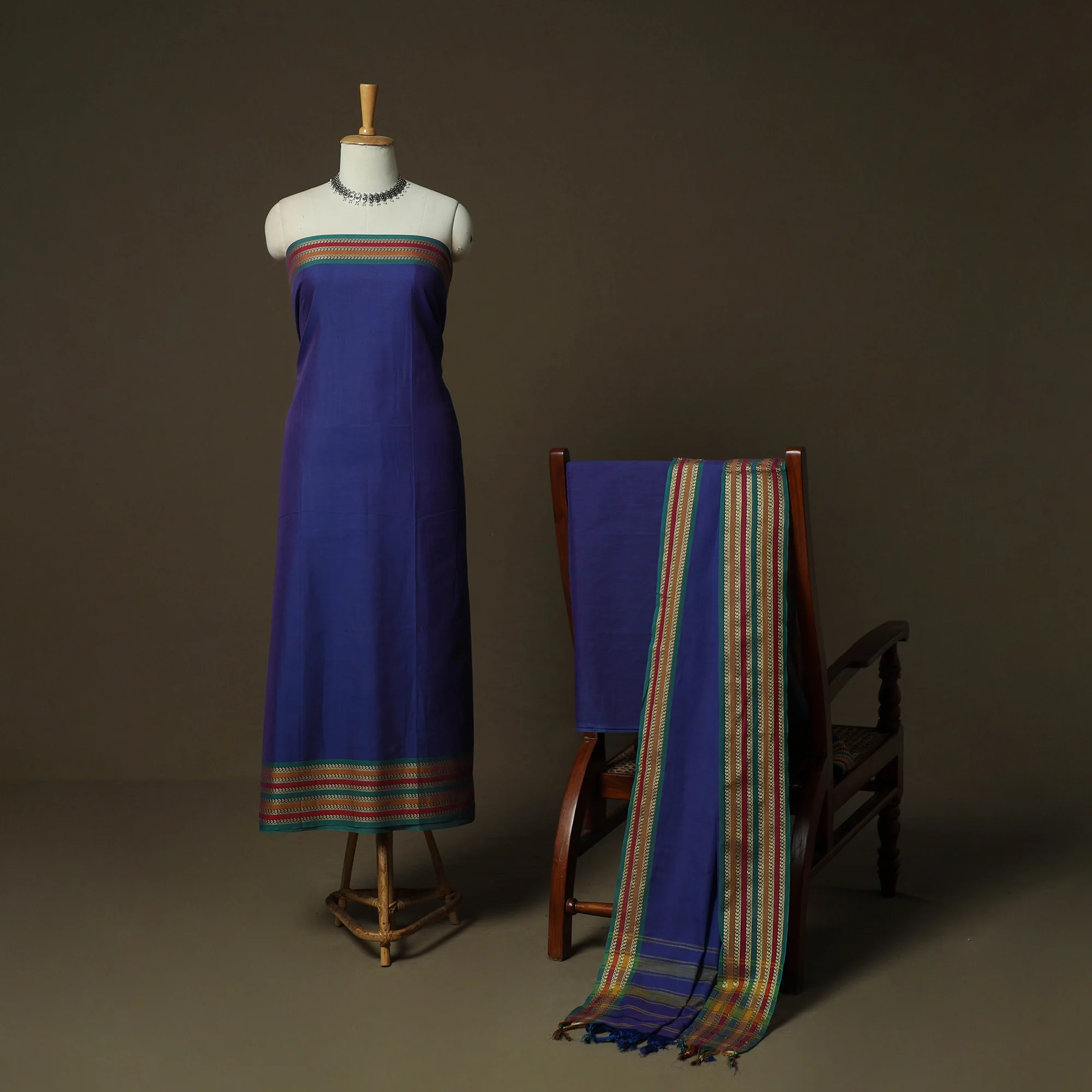 Dharwad Woven Cotton 3pc Unstitched Dress Material Suit Set 25 - Image 2