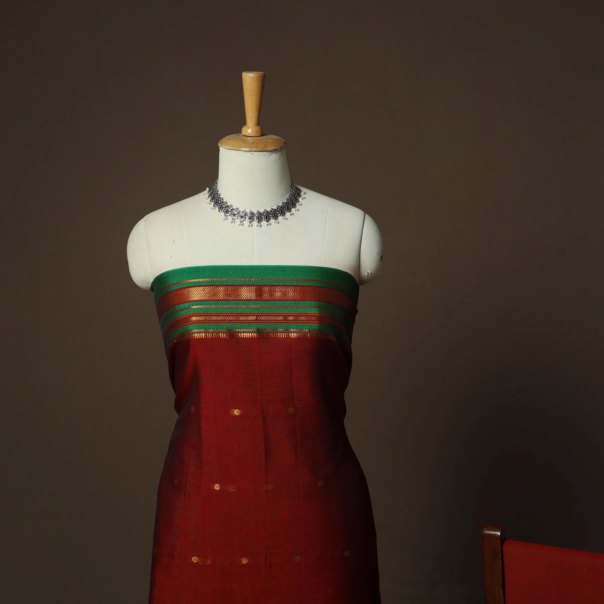 Dharwad Woven Cotton 3pc Unstitched Dress Material Suit Set 27 - Image 3