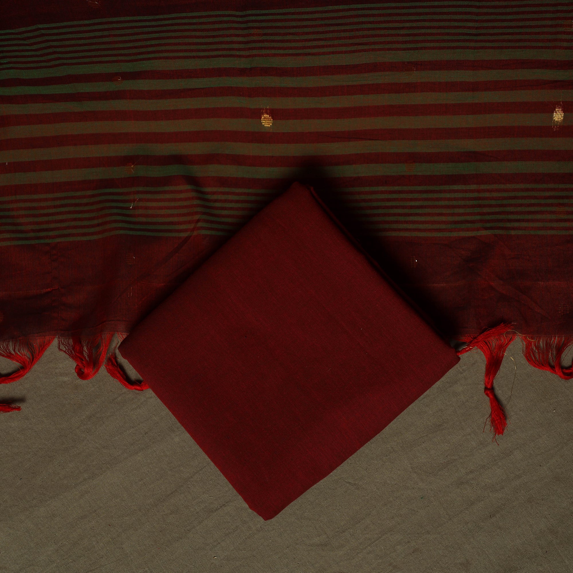 Dharwad Woven Cotton 3pc Unstitched Dress Material Suit Set 30 - Image 5