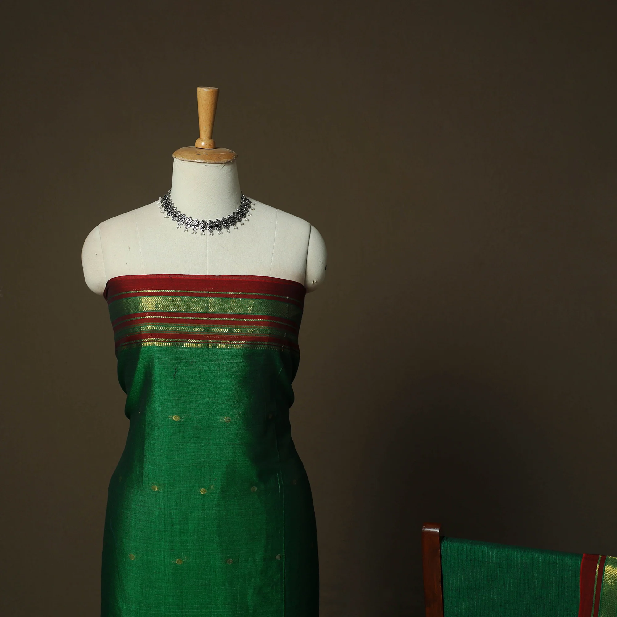 Dharwad Woven Cotton 3pc Unstitched Dress Material Suit Set 31 - Image 3