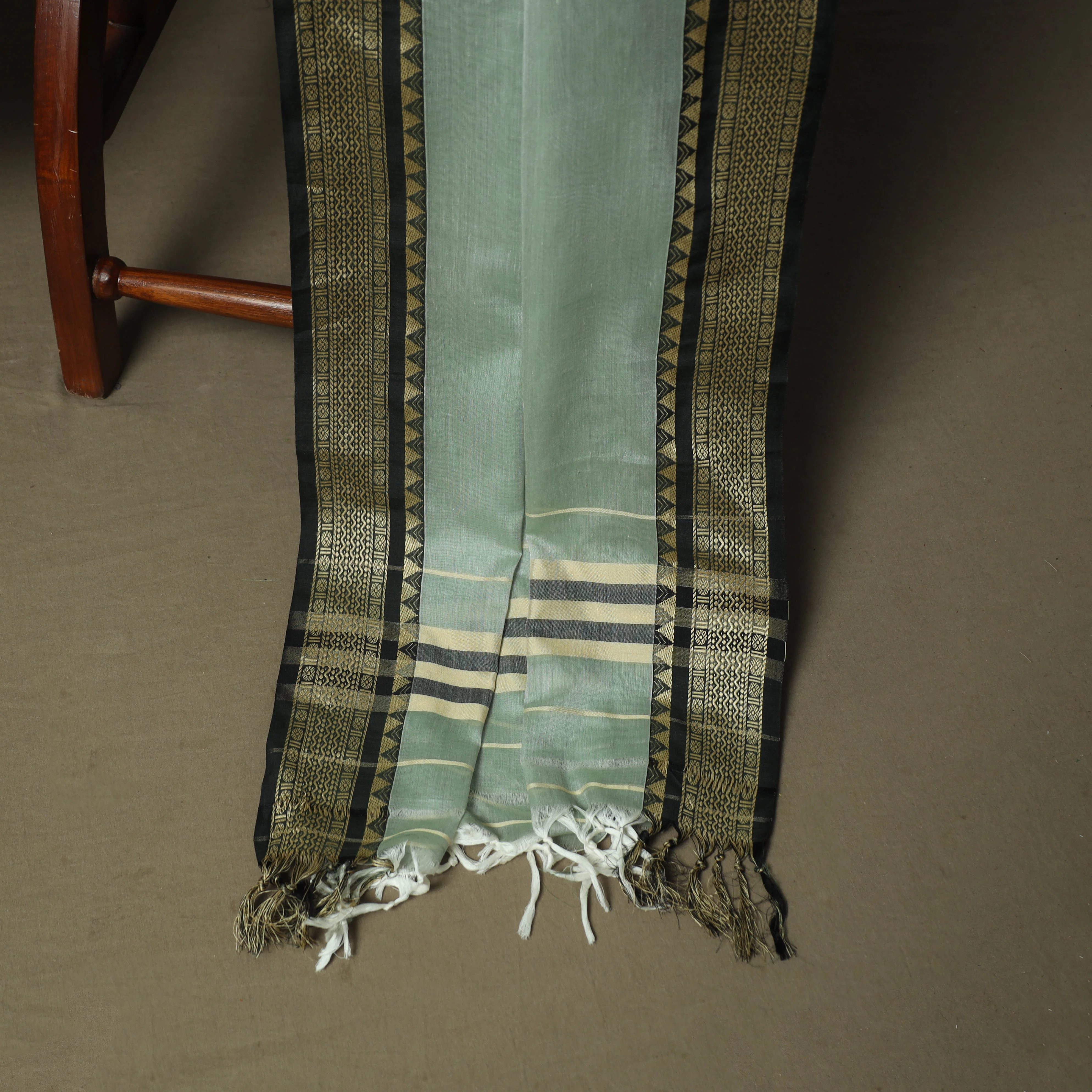 Green - Dharwad Woven Mercerised Cotton 3pc Unstitched Dress Material Suit Set 07 - Image 4
