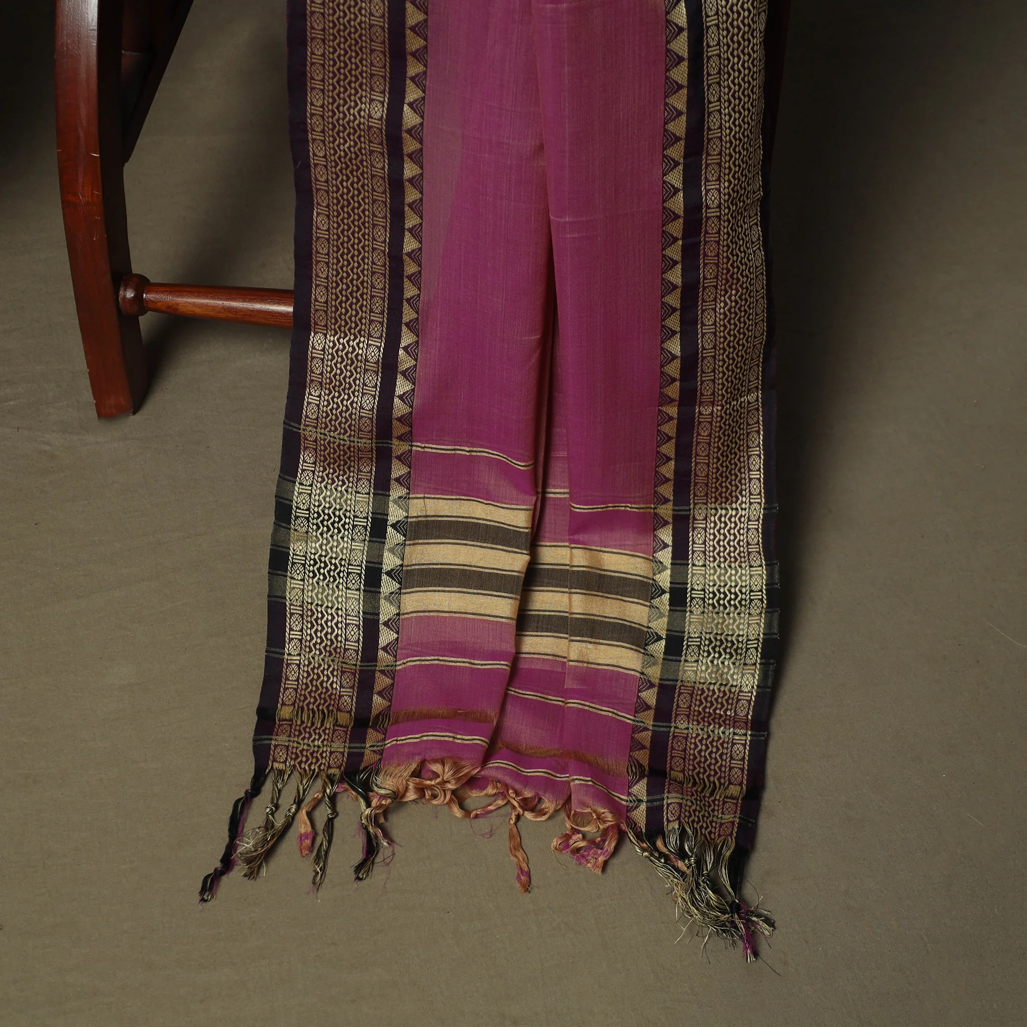 Pink - Dharwad Woven Mercerised Cotton 3pc Unstitched Dress Material Suit Set 09 - Image 3