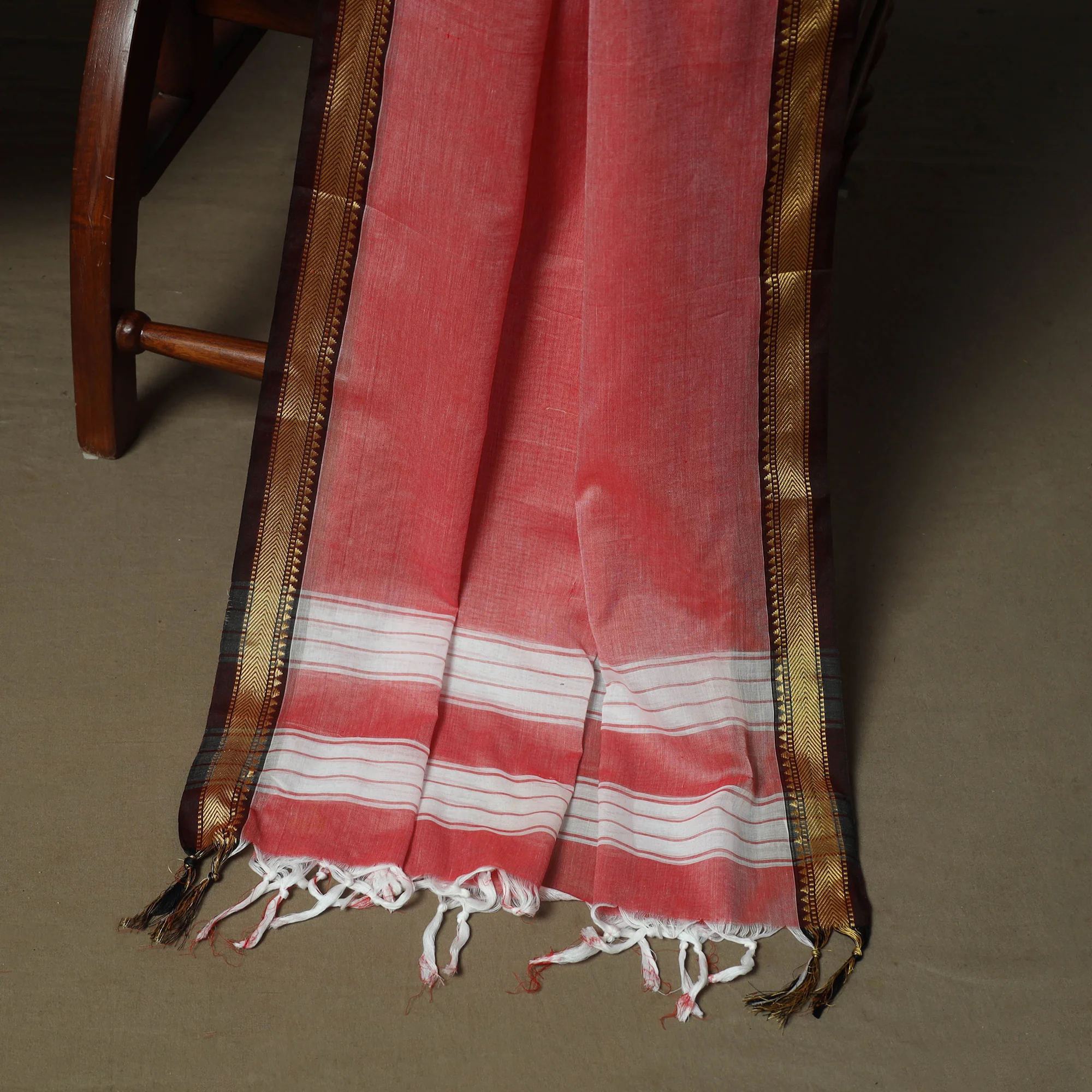 Pink - Dharwad Woven Mercerised Cotton 3pc Unstitched Dress Material Suit Set 34 - Image 4