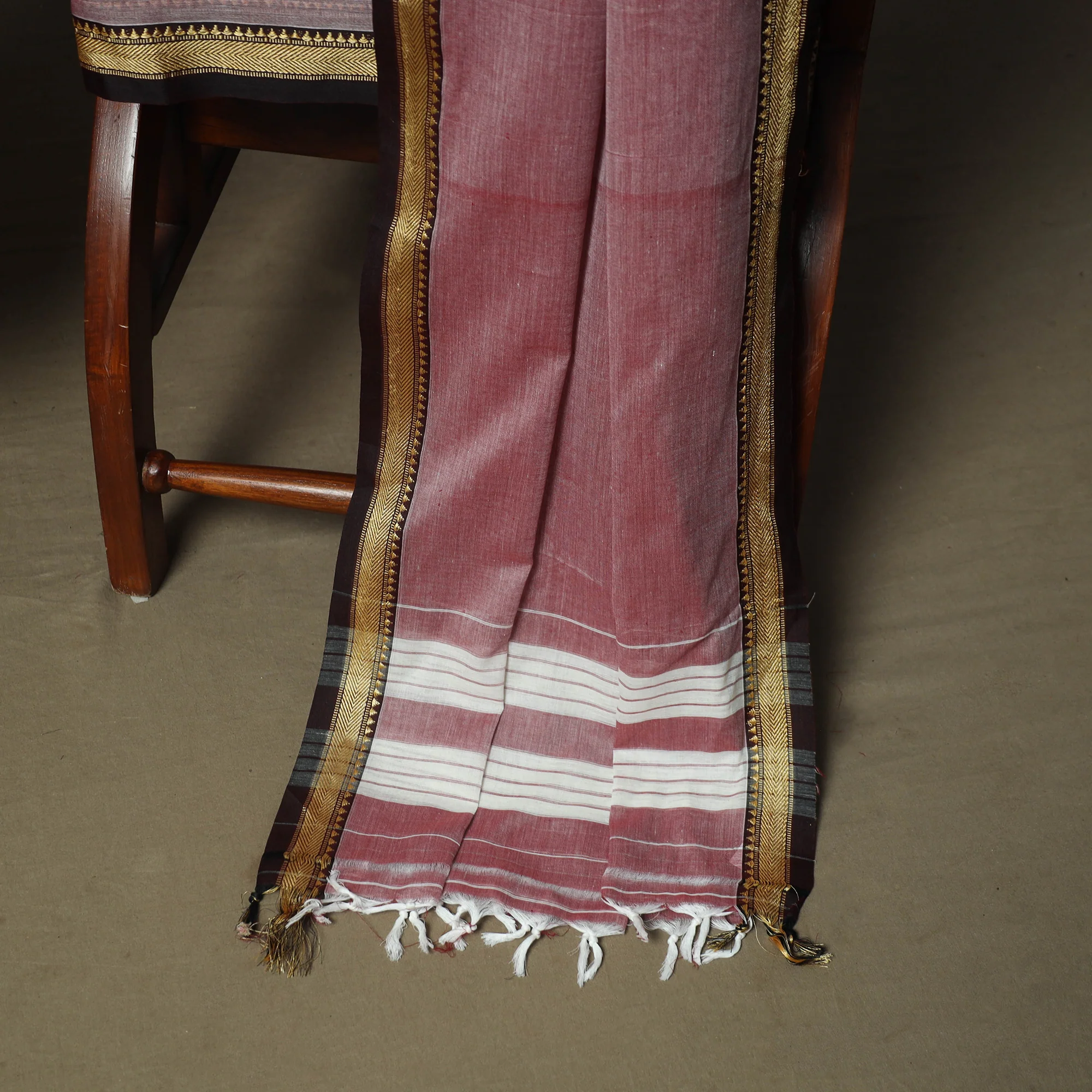 Pink - Dharwad Woven Mercerised Cotton 3pc Unstitched Dress Material Suit Set 35 - Image 4