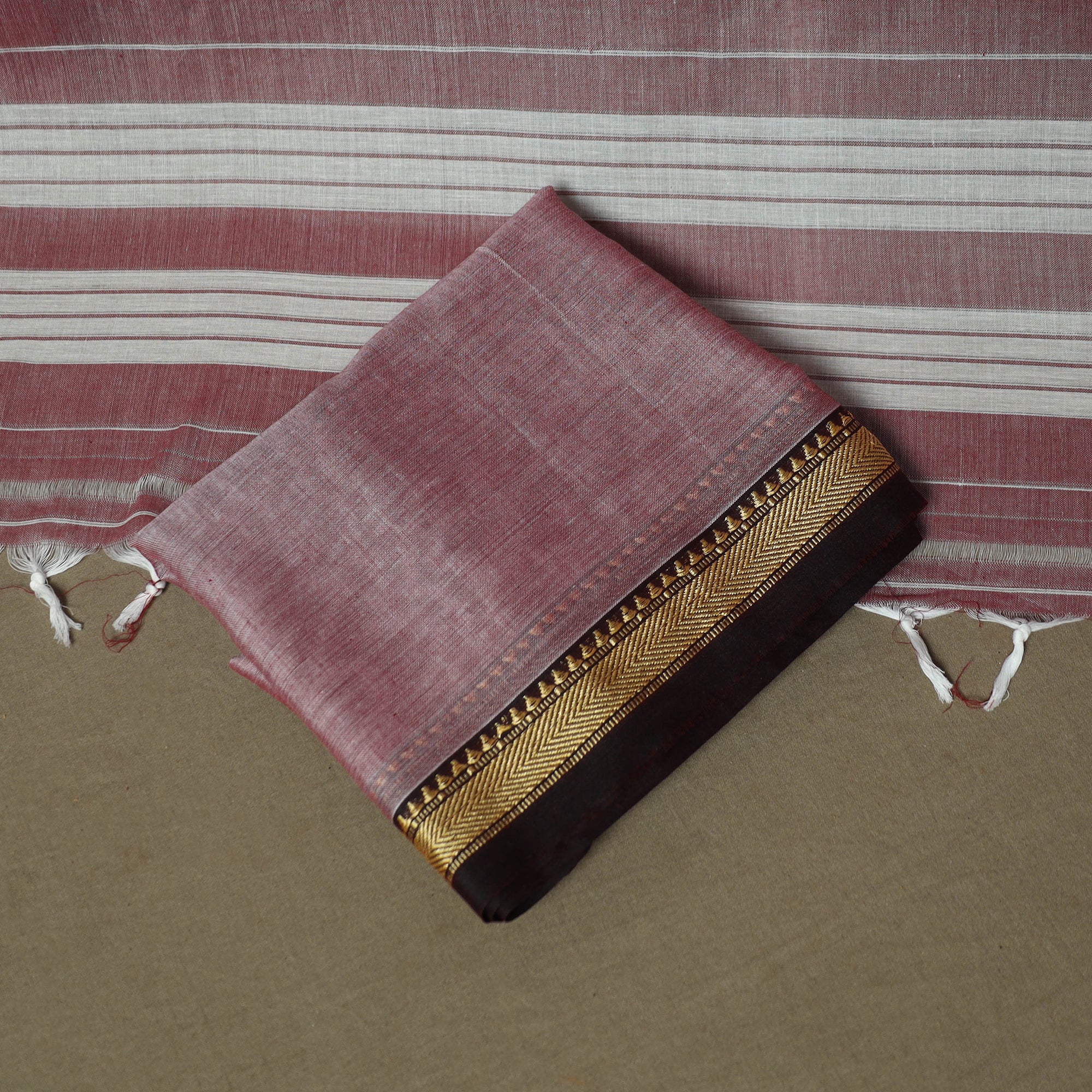 Pink - Dharwad Woven Mercerised Cotton 3pc Unstitched Dress Material Suit Set 35 - Image 5