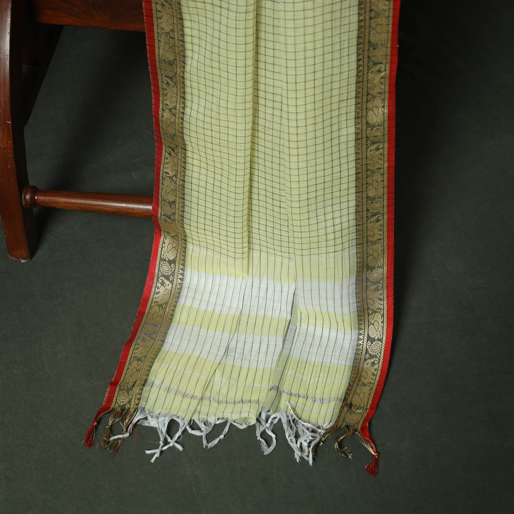 Cream - Dharwad Woven Mercerised Cotton 3pc Unstitched Dress Material Suit Set 37 - Image 4