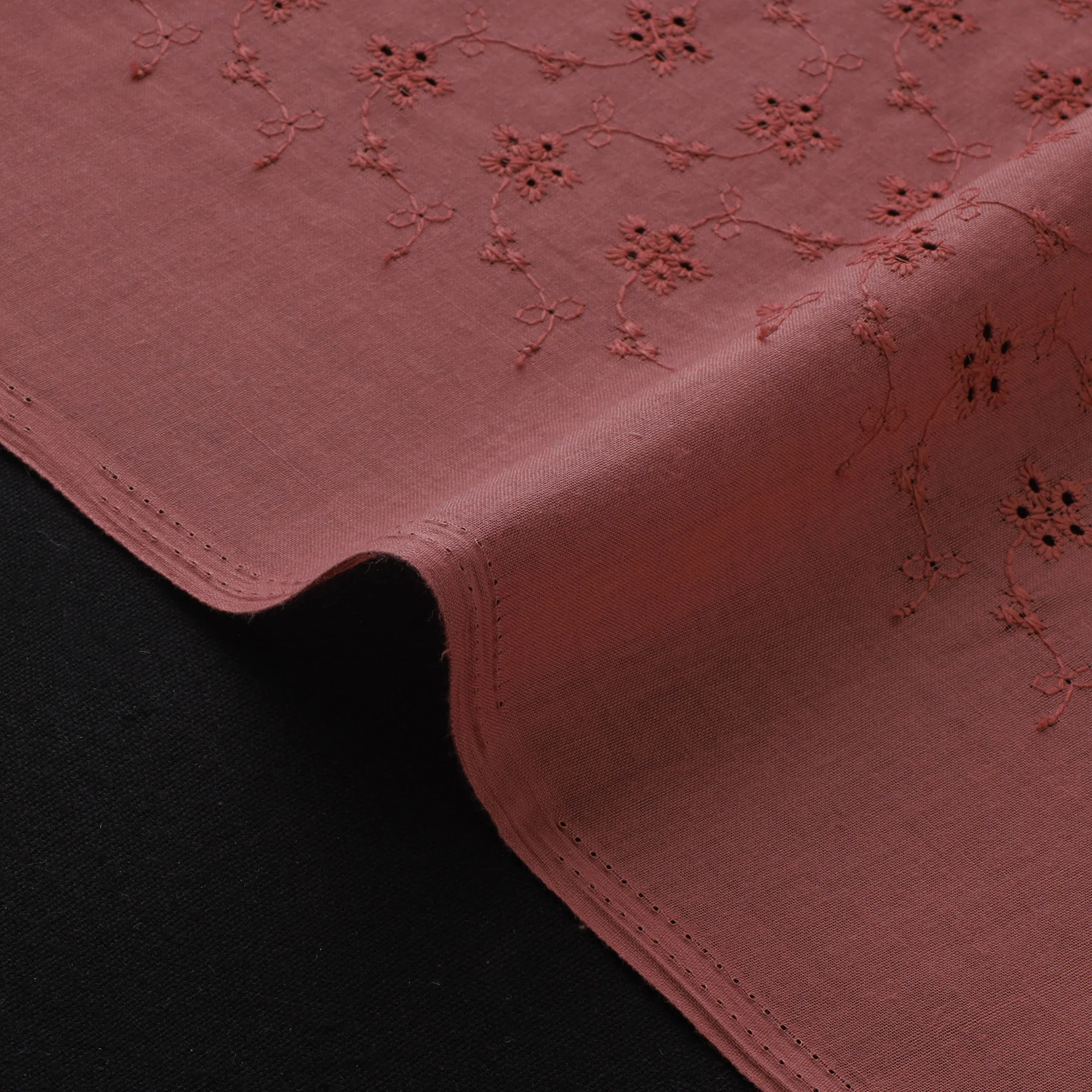 Floral Embroidered Cotton Hakoba Fabric 03 - Image 4