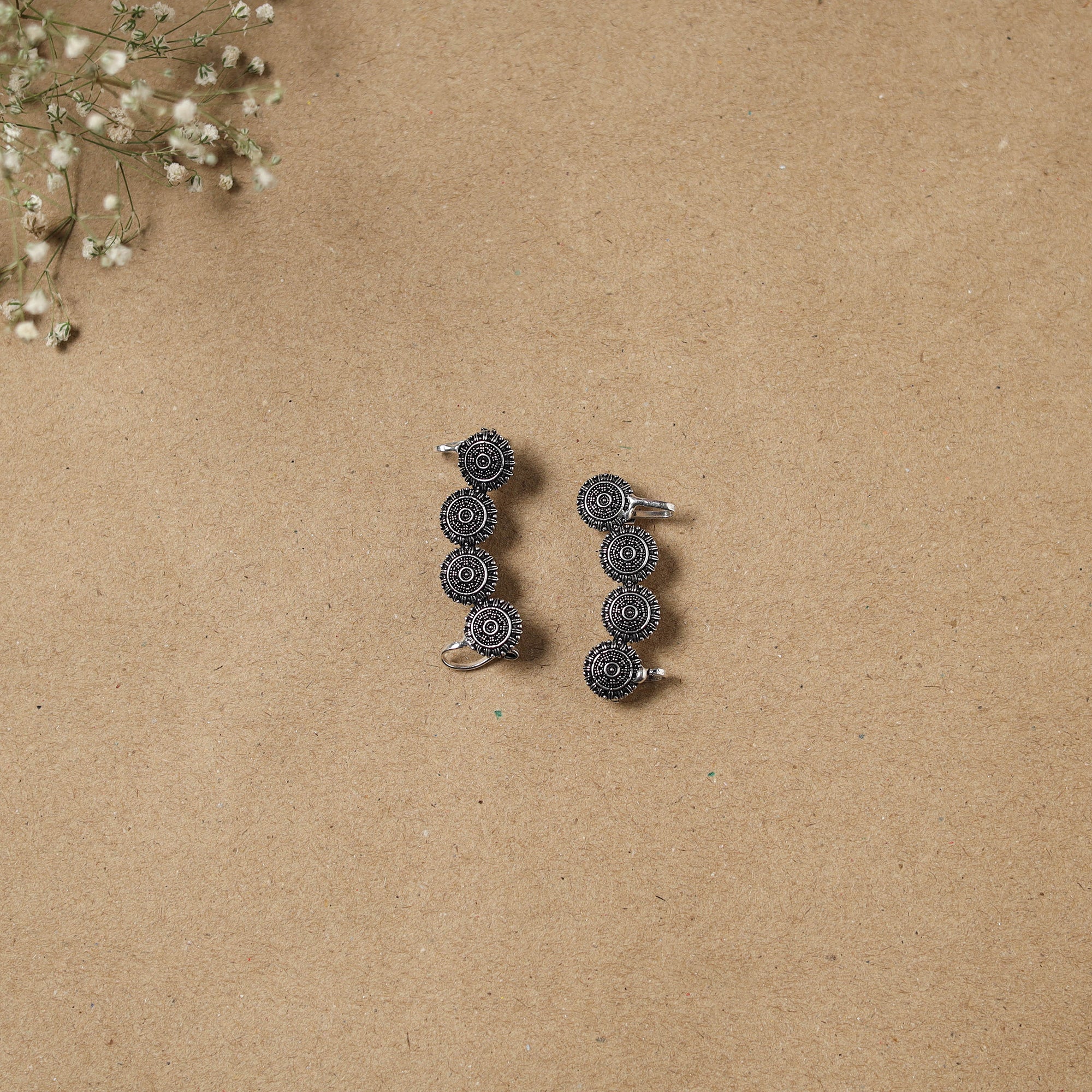 Black - German Silver Plated Ear-Cuff Bugatti / Bugadi Earrings 22