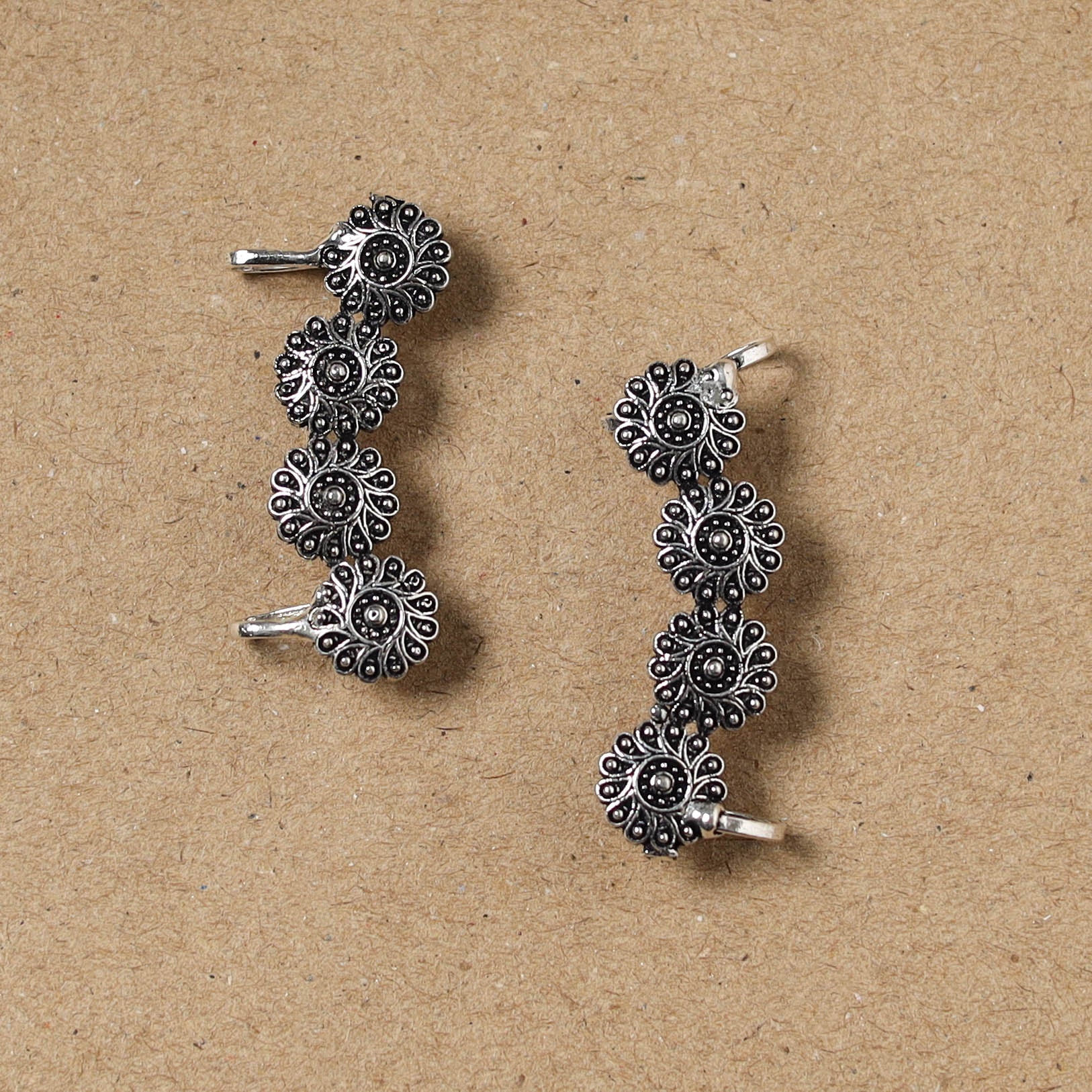 Grey - German Silver Plated Ear-Cuff Bugatti / Bugadi Earrings 24 - Image 2