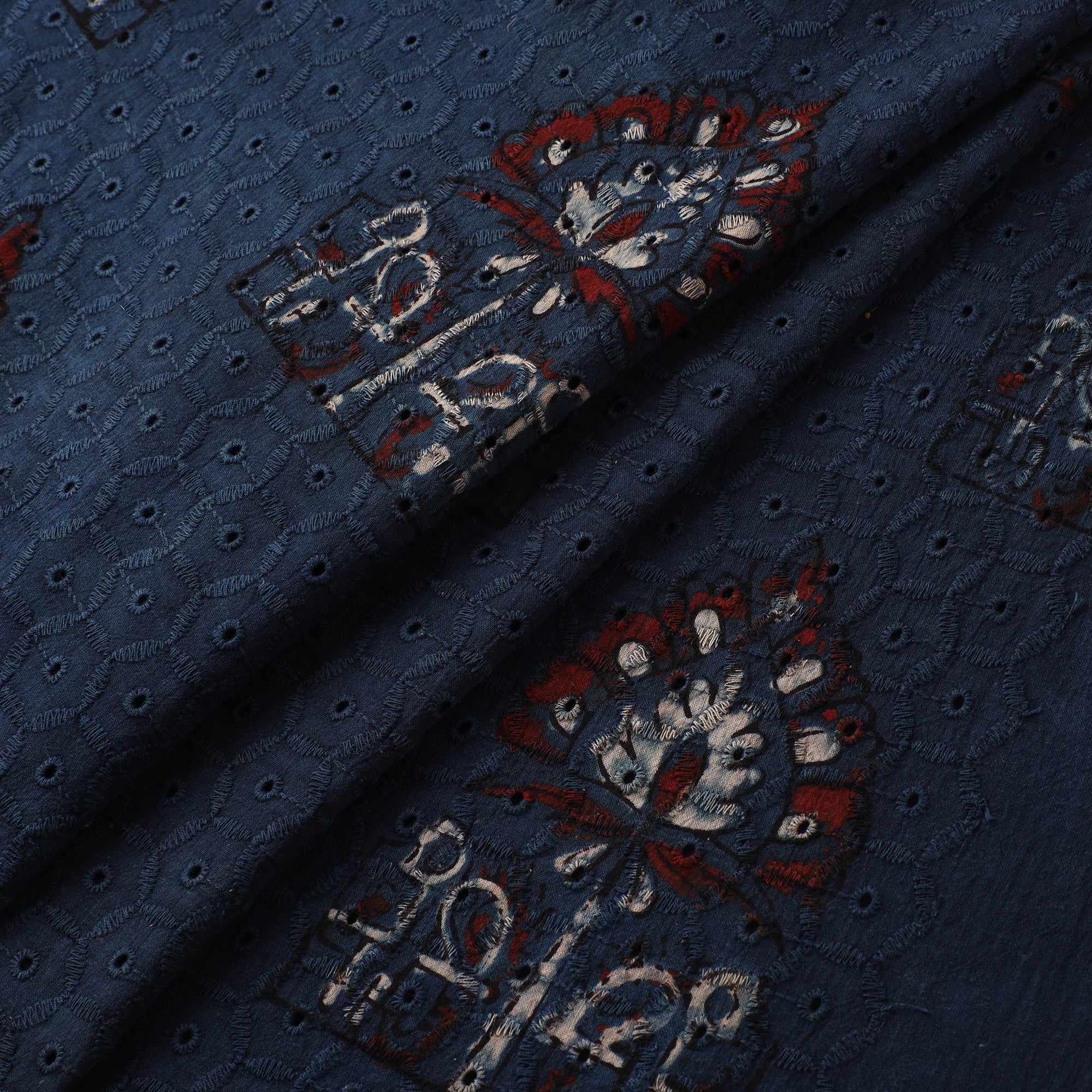 Hakoba Hand Block Ajrakh Print Natural Dyed Cotton Fabric 101