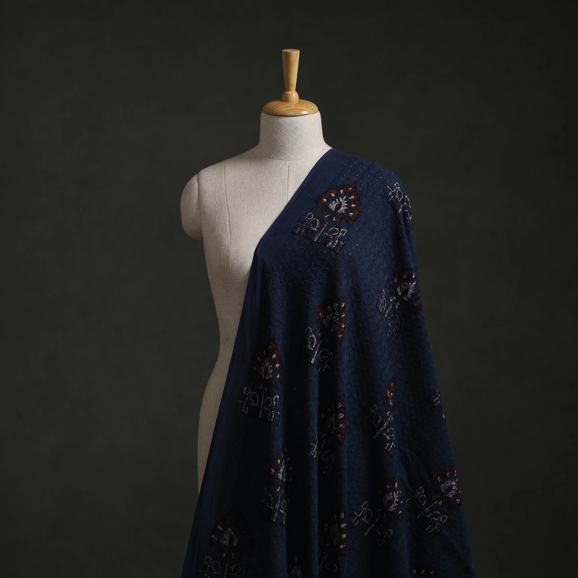 Hakoba Hand Block Ajrakh Print Natural Dyed Cotton Fabric 101 - Image 2