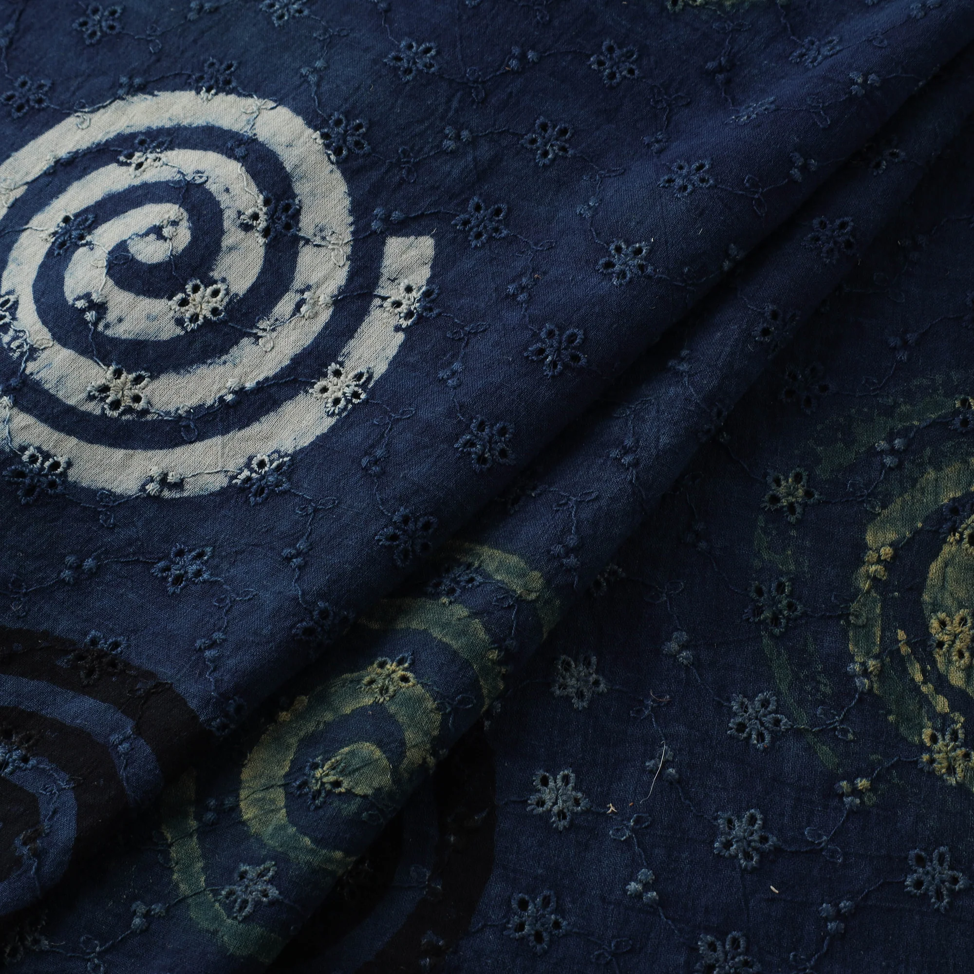 Blue - Hakoba Hand Block Ajrakh Print Natural Dyed Cotton Fabric 102