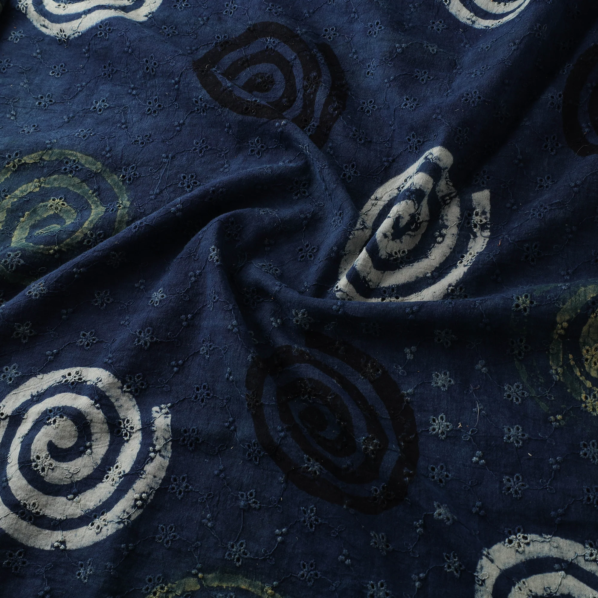 Blue - Hakoba Hand Block Ajrakh Print Natural Dyed Cotton Fabric 102 - Image 3
