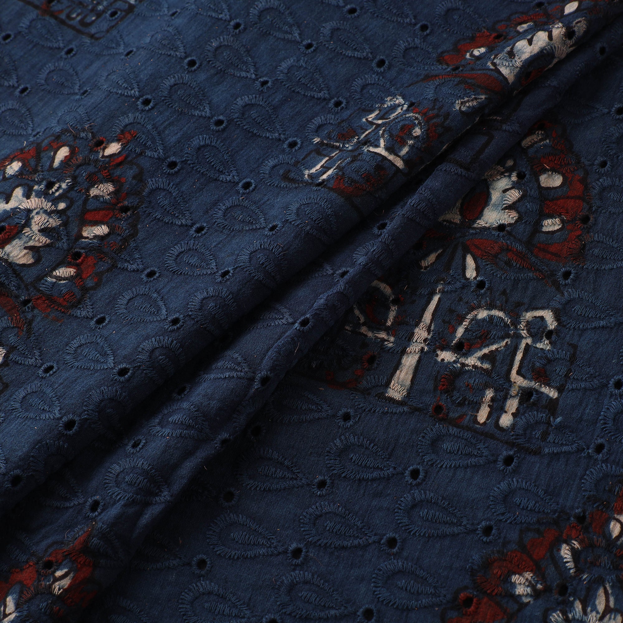 Hakoba Hand Block Ajrakh Print Natural Dyed Cotton Fabric 102