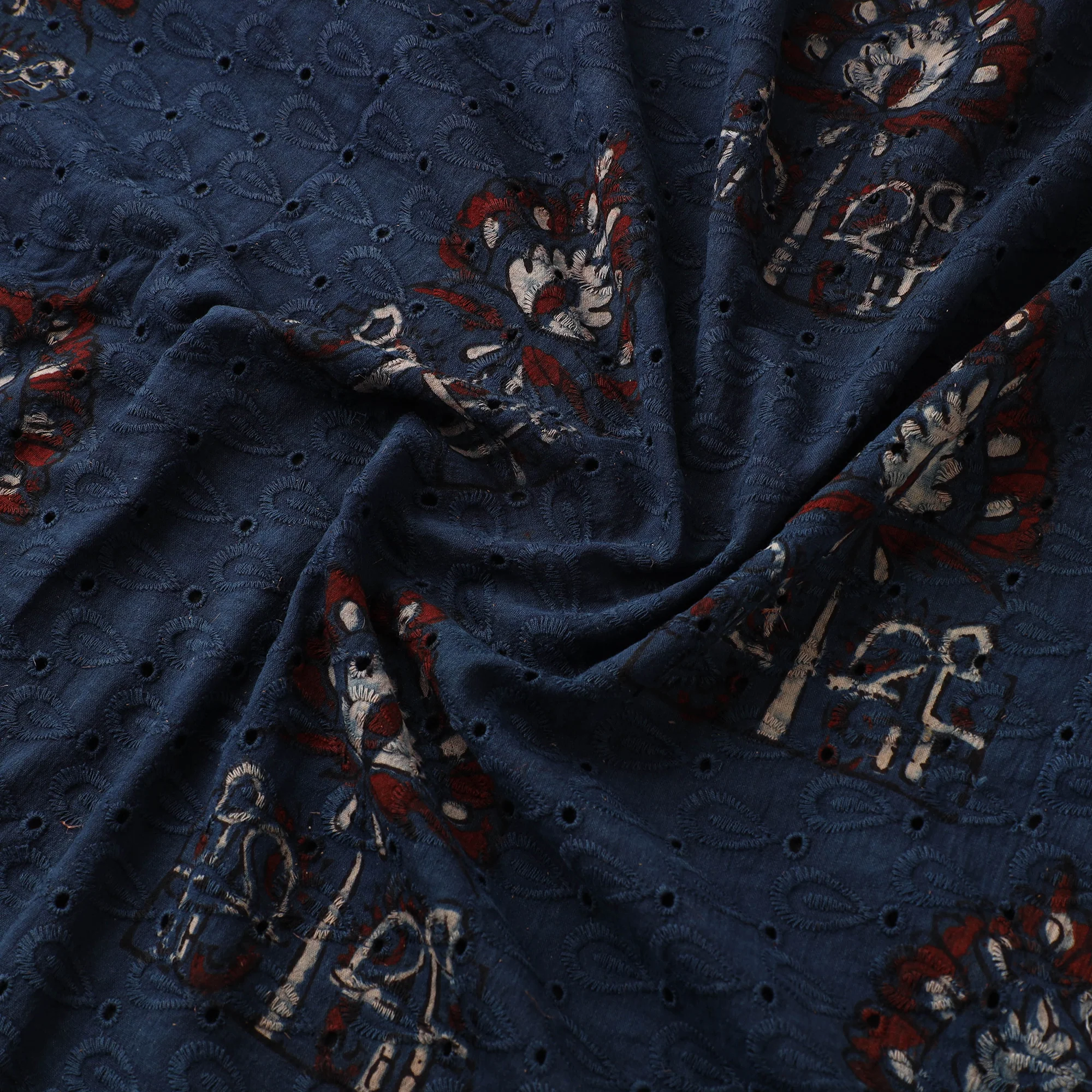 Hakoba Hand Block Ajrakh Print Natural Dyed Cotton Fabric 102 - Image 3