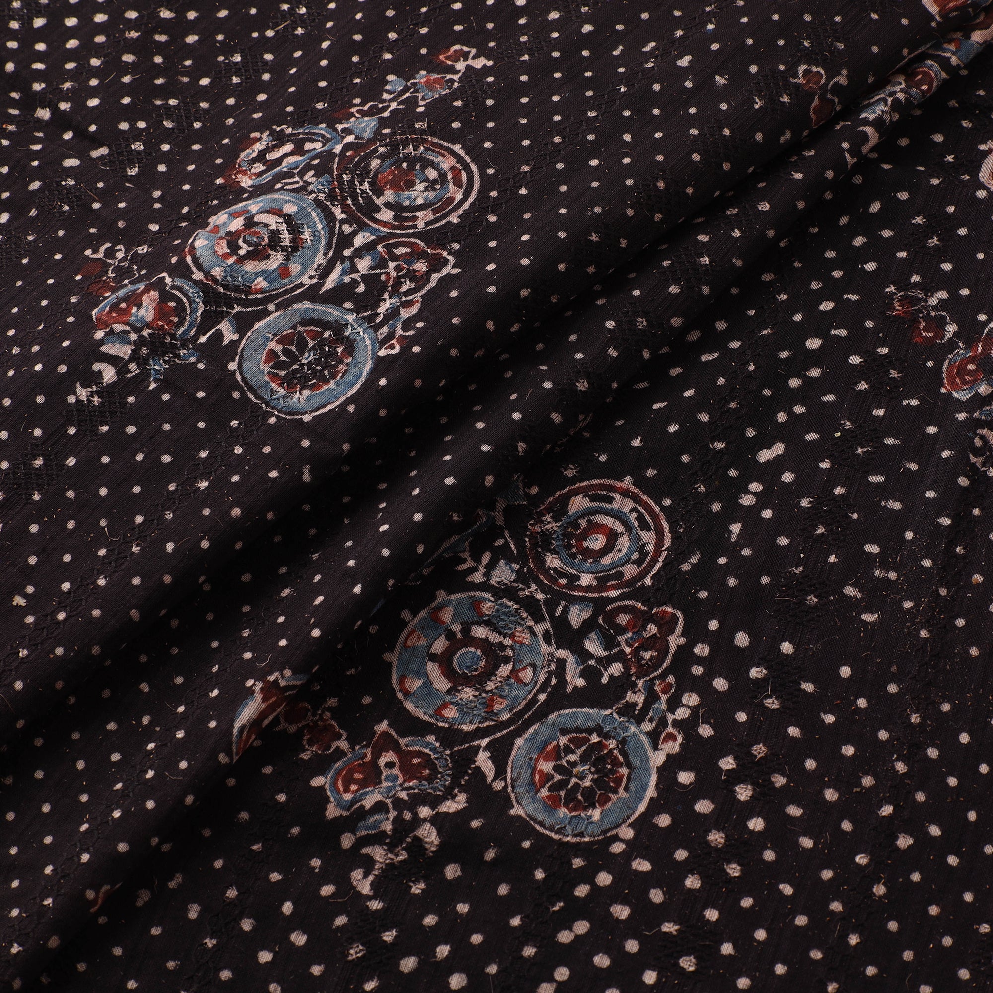 Hakoba Hand Block Ajrakh Print Natural Dyed Cotton Fabric 103