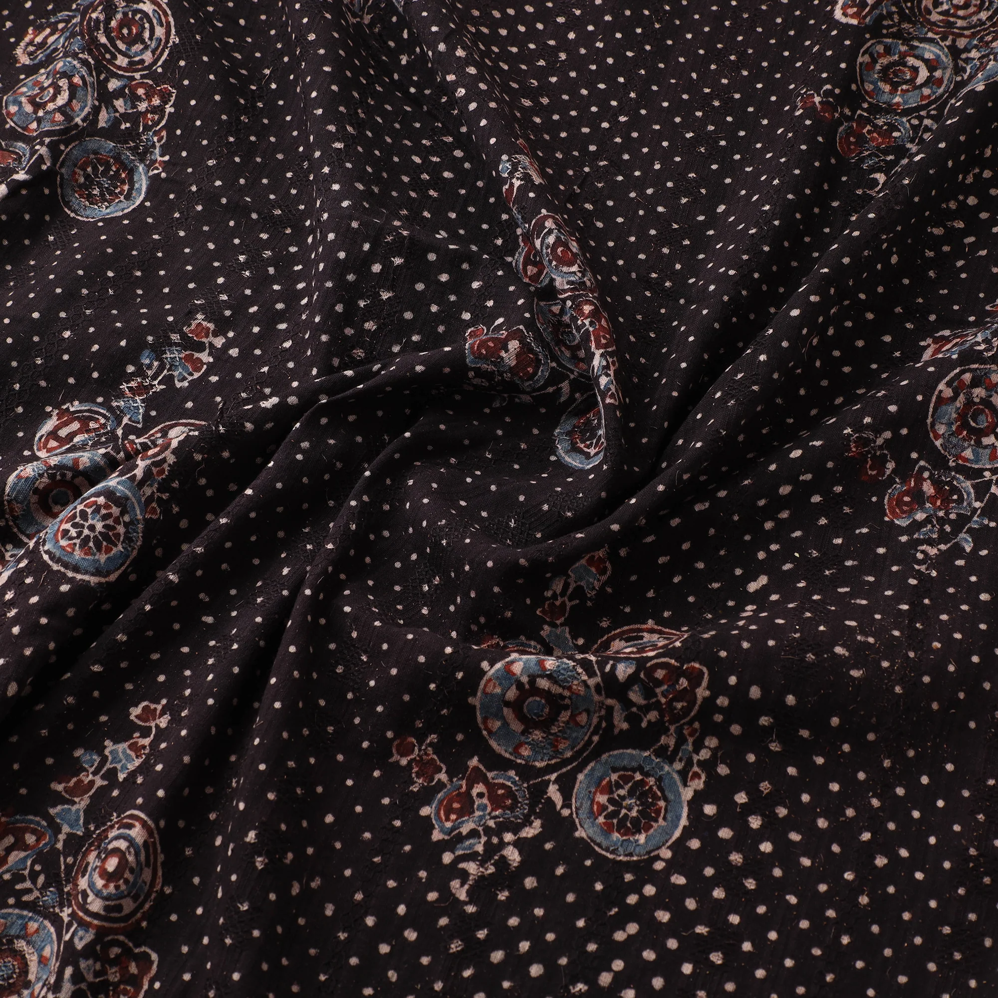 Hakoba Hand Block Ajrakh Print Natural Dyed Cotton Fabric 103 - Image 3