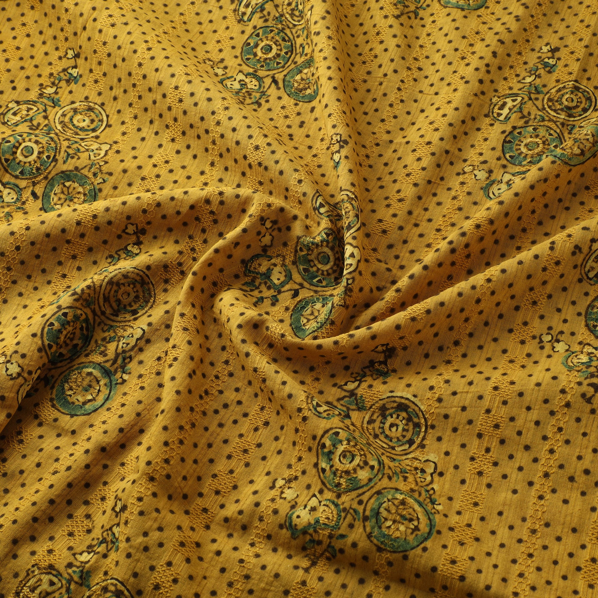 Hakoba Hand Block Ajrakh Print Natural Dyed Cotton Fabric 104 - Image 3