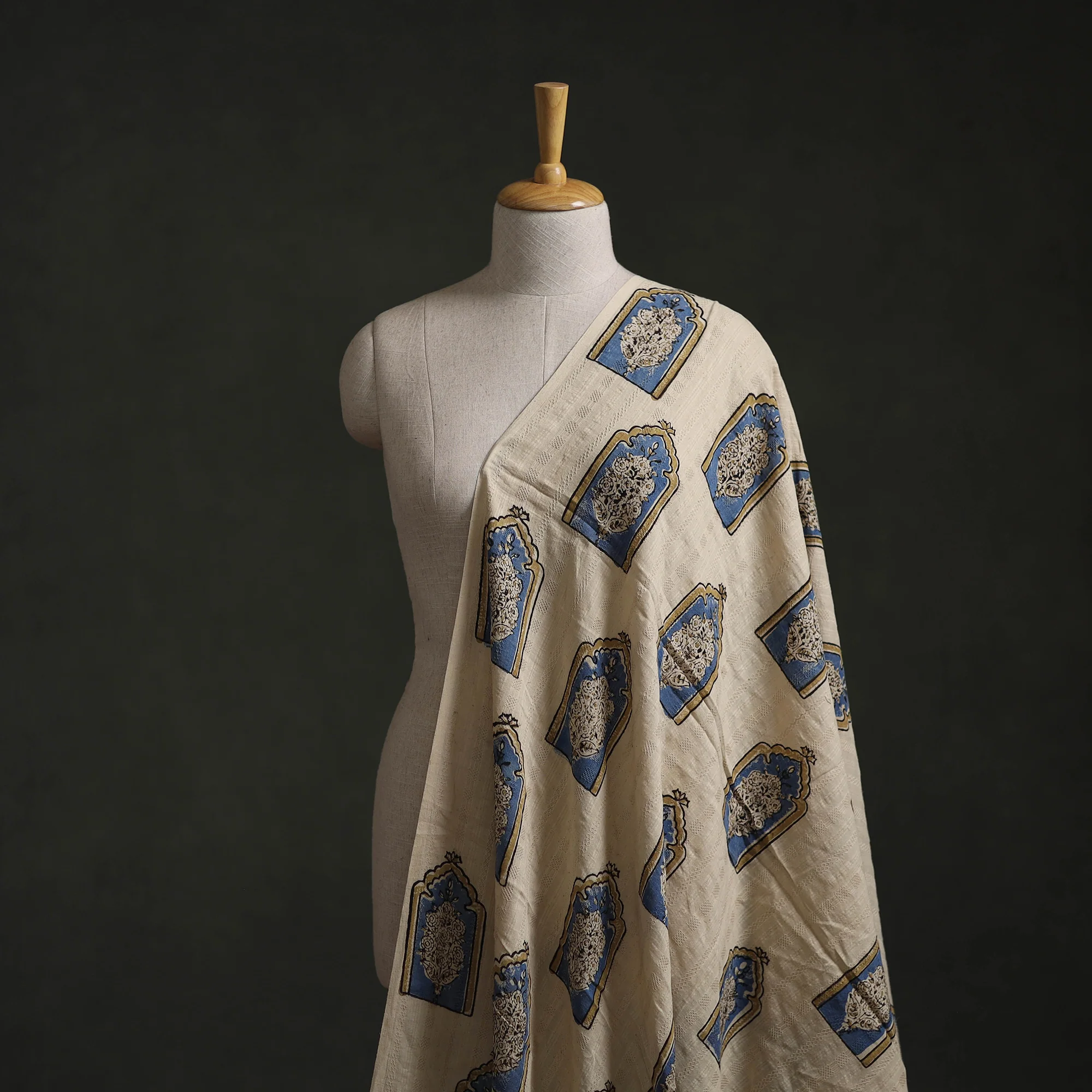 Hakoba Hand Block Ajrakh Print Natural Dyed Cotton Fabric 105 - Image 2