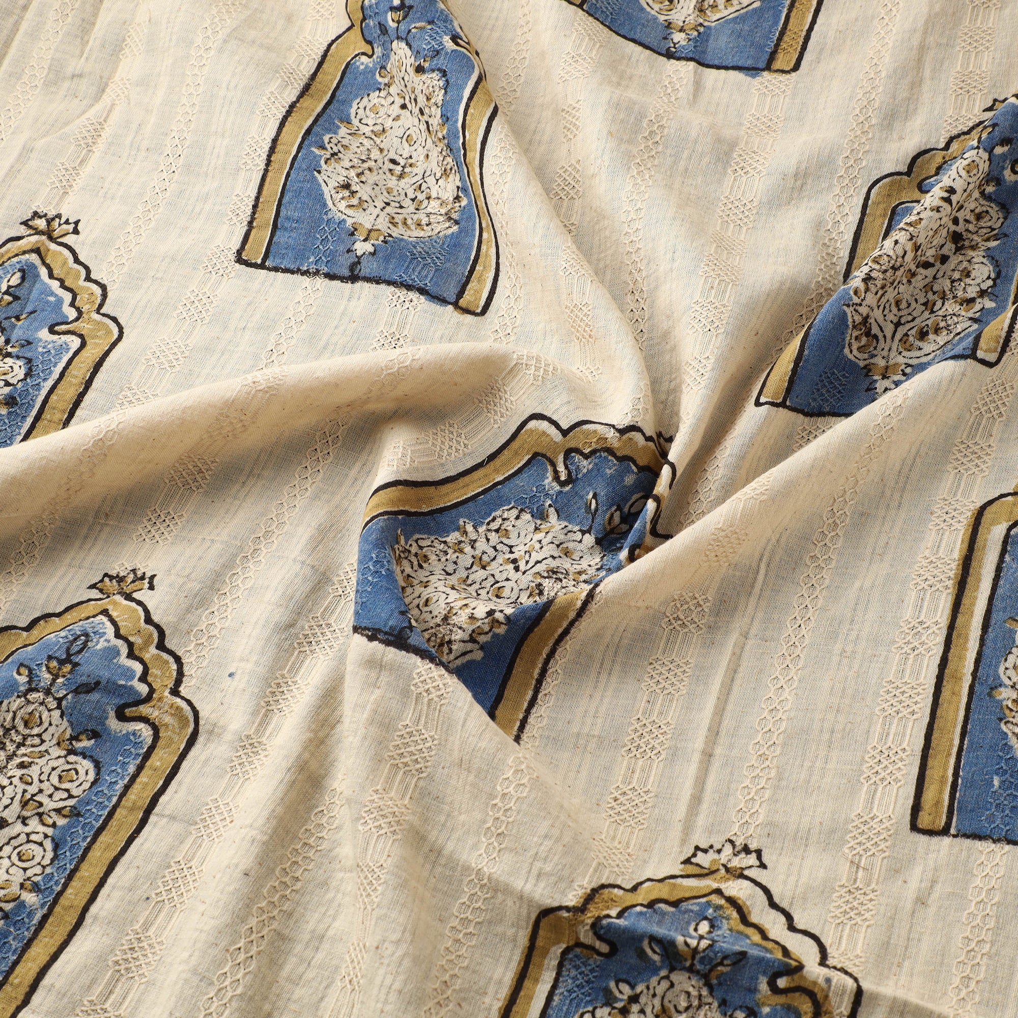 Hakoba Hand Block Ajrakh Print Natural Dyed Cotton Fabric 105 - Image 3