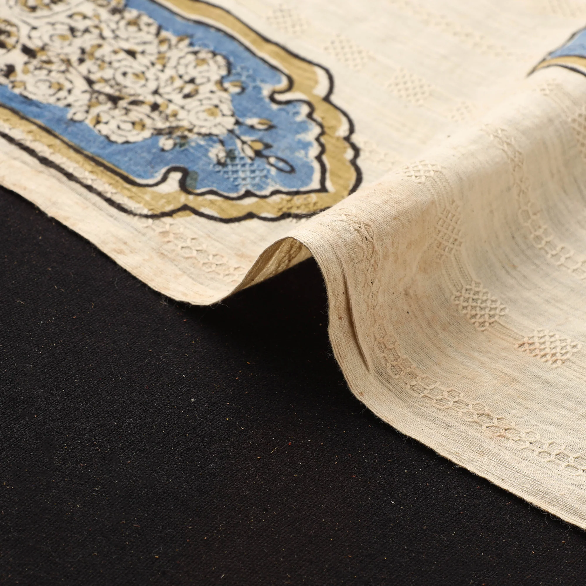 Hakoba Hand Block Ajrakh Print Natural Dyed Cotton Fabric 105 - Image 4