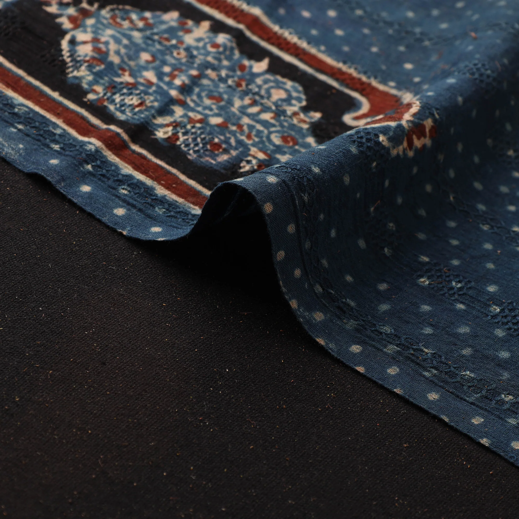 Hakoba Hand Block Ajrakh Print Natural Dyed Cotton Fabric 106 - Image 4