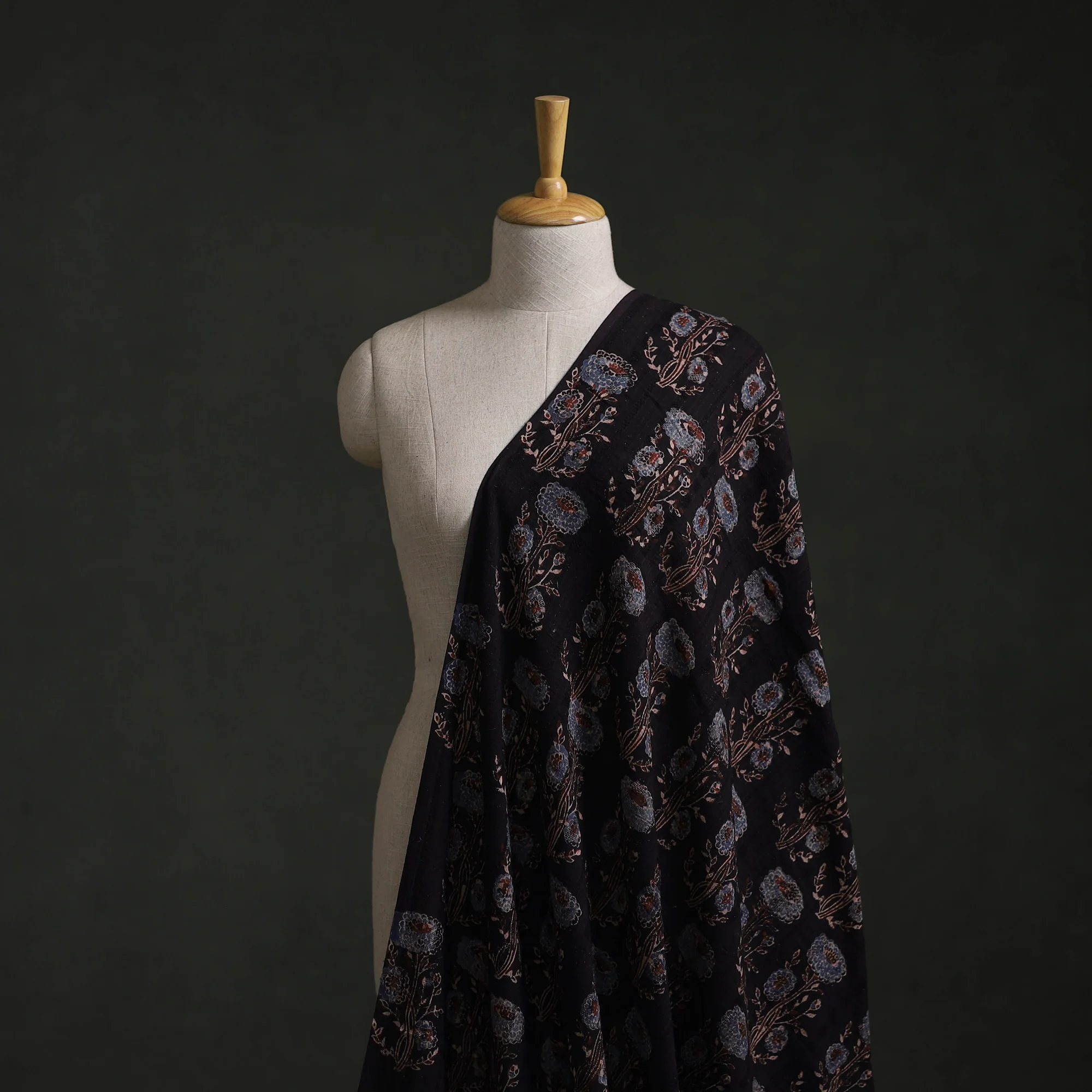 Hakoba Hand Block Ajrakh Print Natural Dyed Cotton Fabric 107 - Image 2