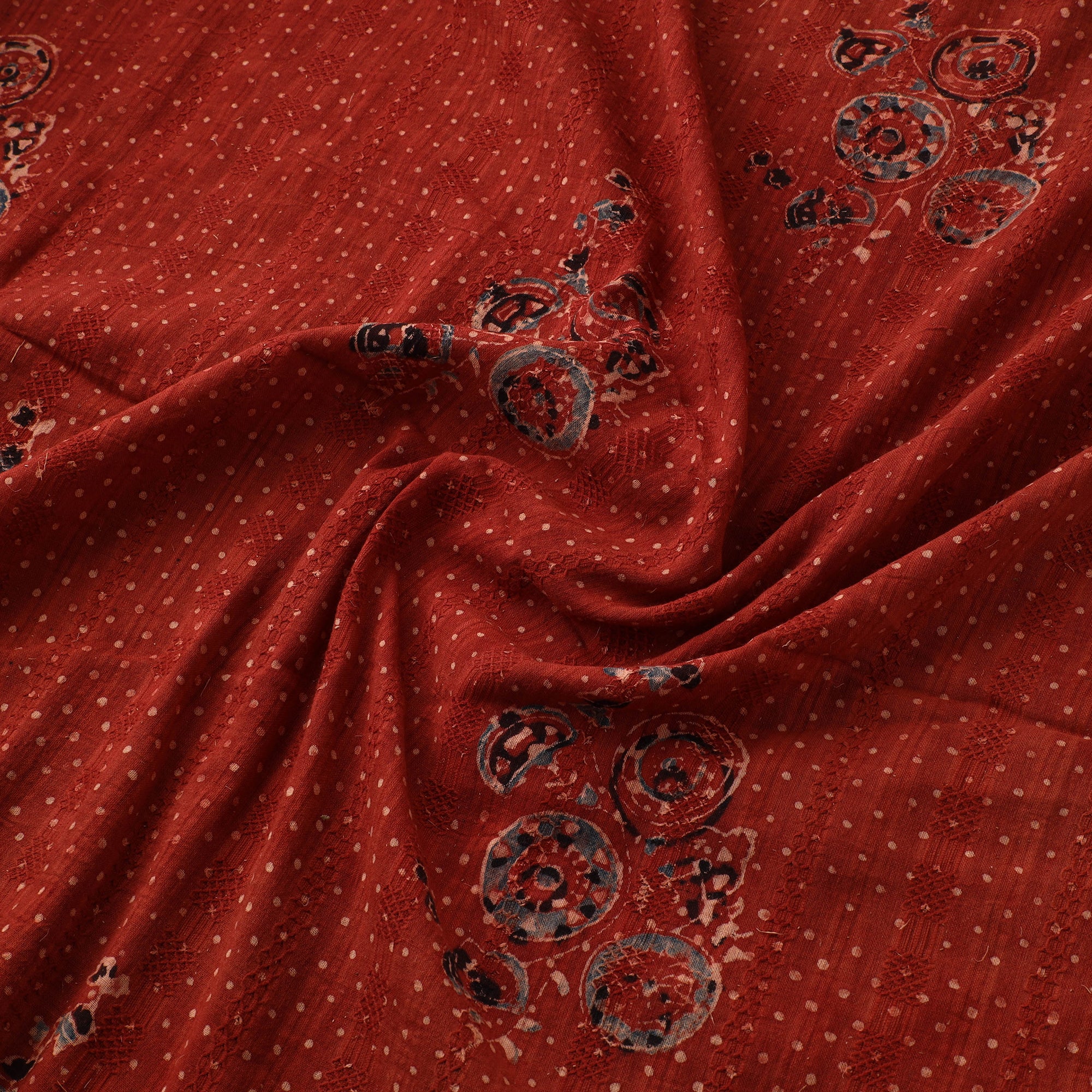 Hakoba Hand Block Ajrakh Print Natural Dyed Cotton Fabric 109 - Image 3