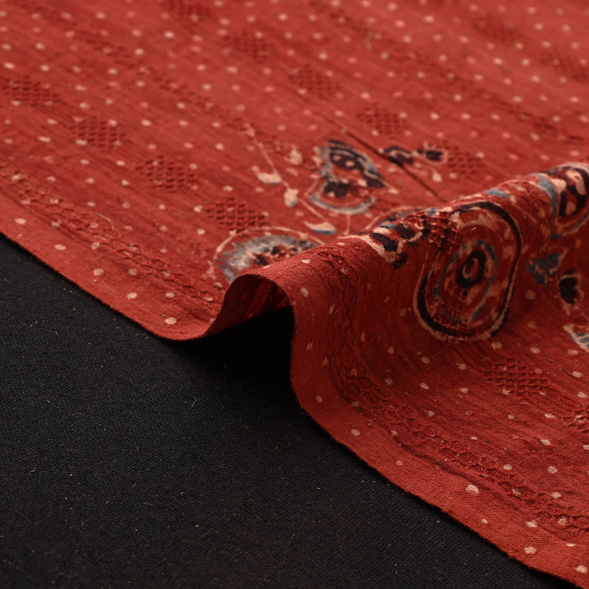 Hakoba Hand Block Ajrakh Print Natural Dyed Cotton Fabric 109 - Image 4