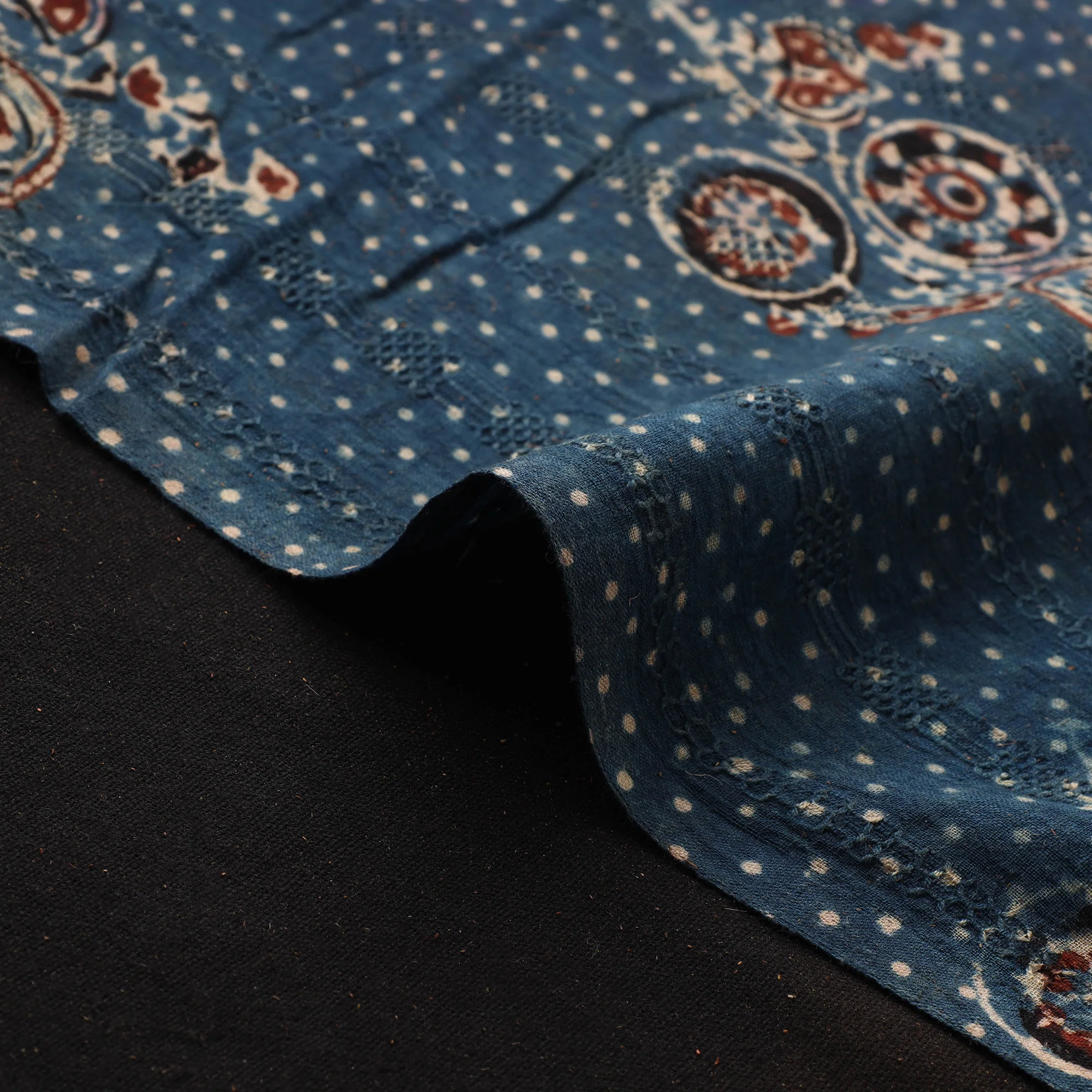 Hakoba Hand Block Ajrakh Print Natural Dyed Cotton Fabric 112 - Image 4