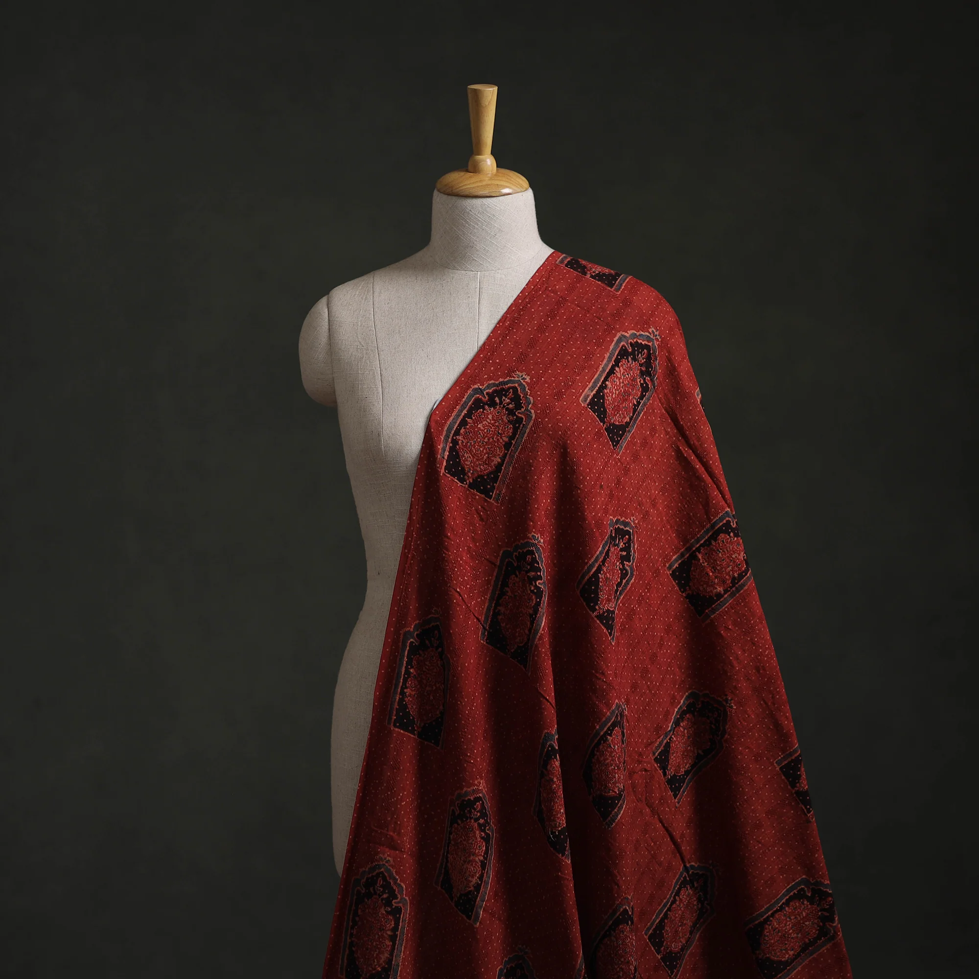 Hakoba Hand Block Ajrakh Print Natural Dyed Cotton Fabric 114 - Image 2