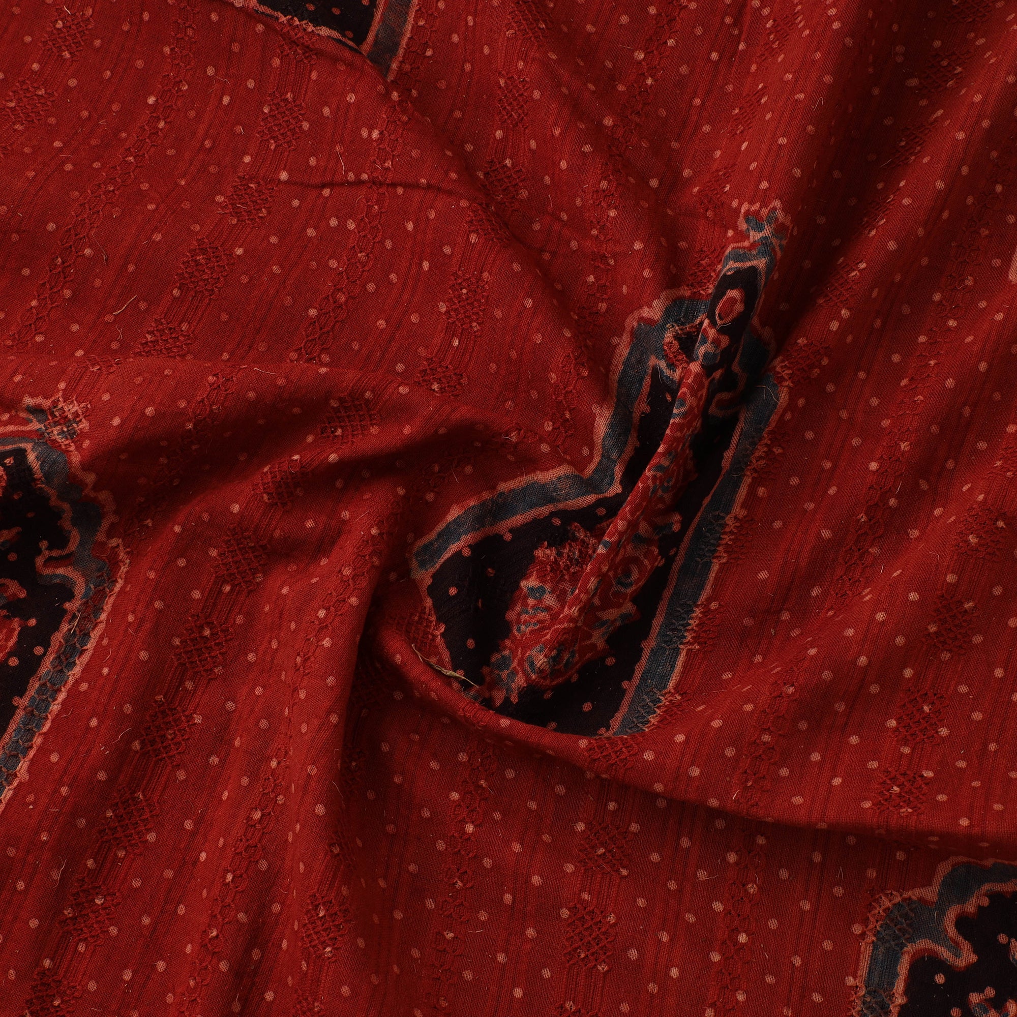 Hakoba Hand Block Ajrakh Print Natural Dyed Cotton Fabric 114 - Image 3