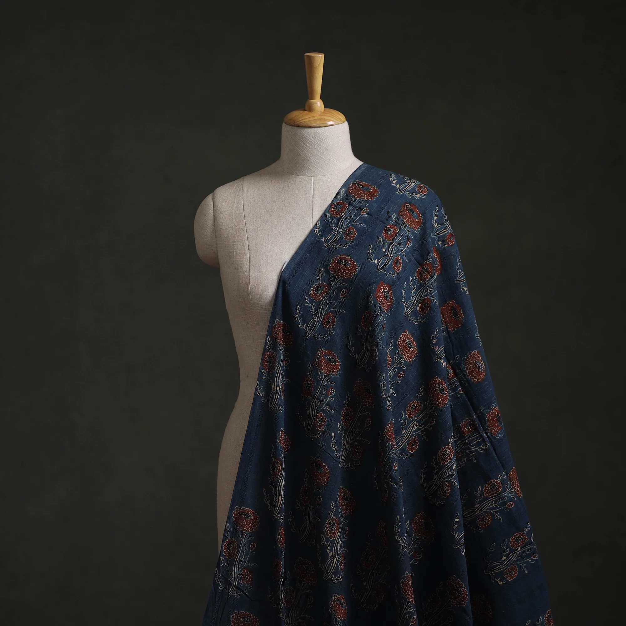 Hakoba Hand Block Ajrakh Print Natural Dyed Cotton Fabric 115 - Image 2