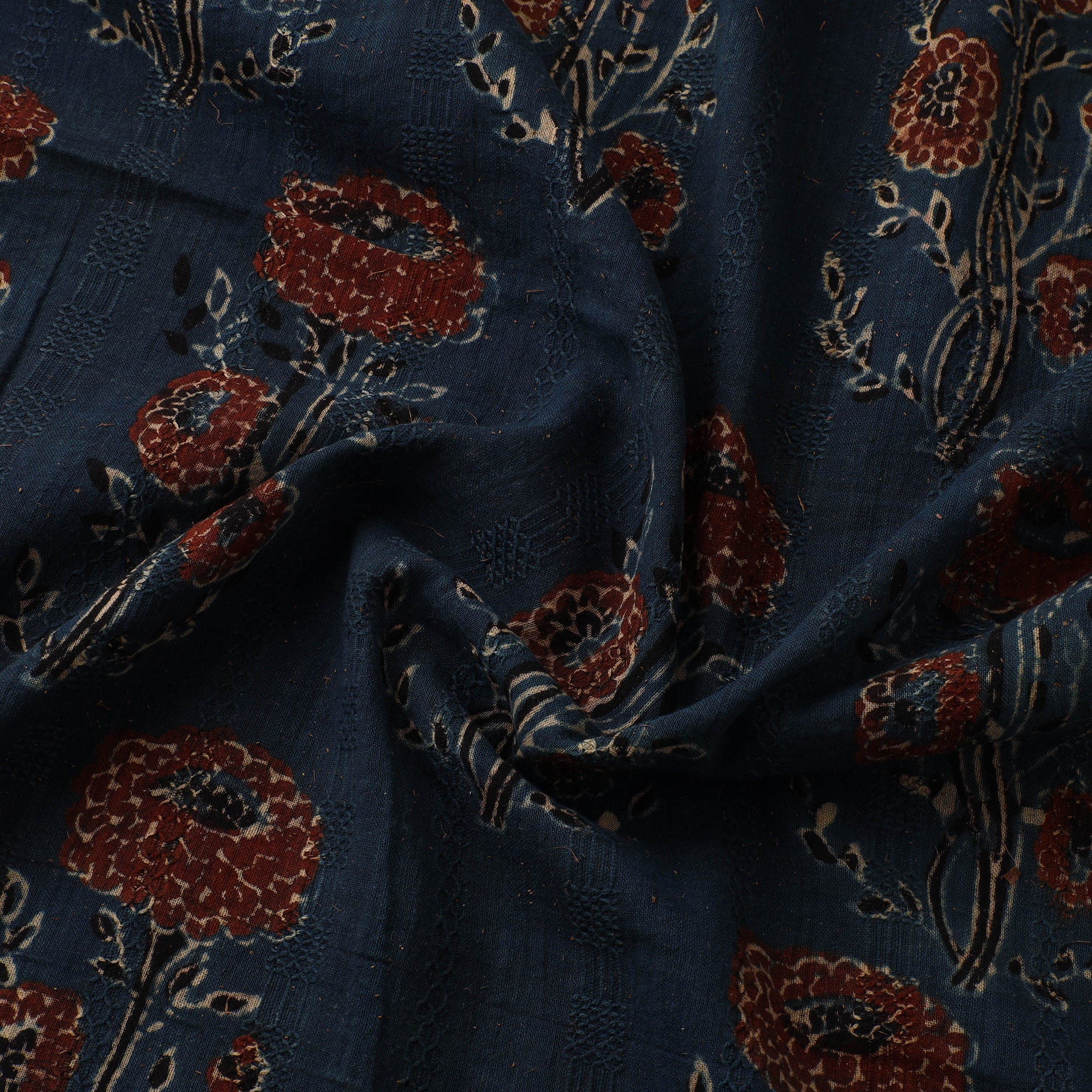 Hakoba Hand Block Ajrakh Print Natural Dyed Cotton Fabric 115 - Image 3